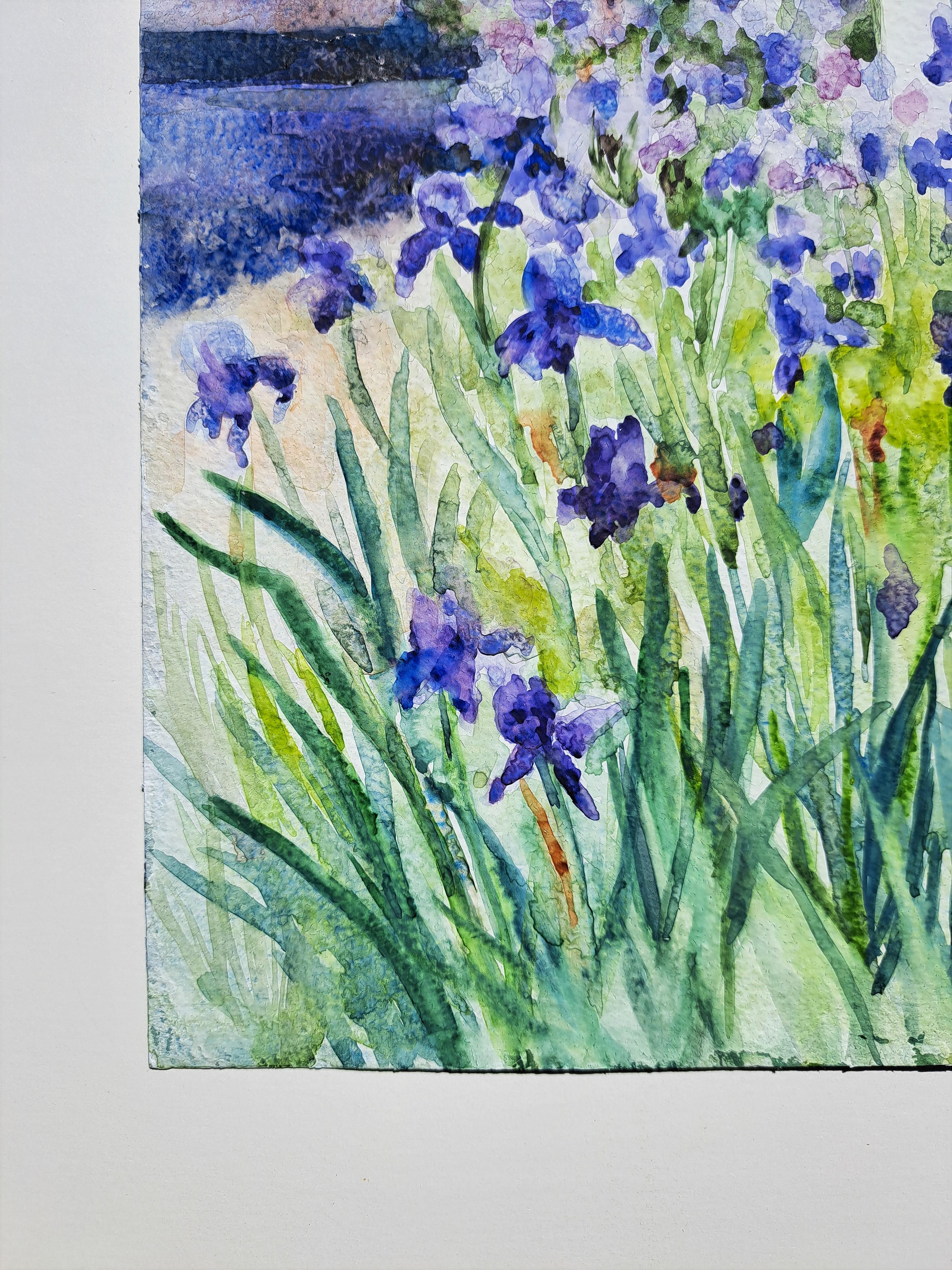 French Laundry Irises, Original Painting - Art by Catherine McCargar