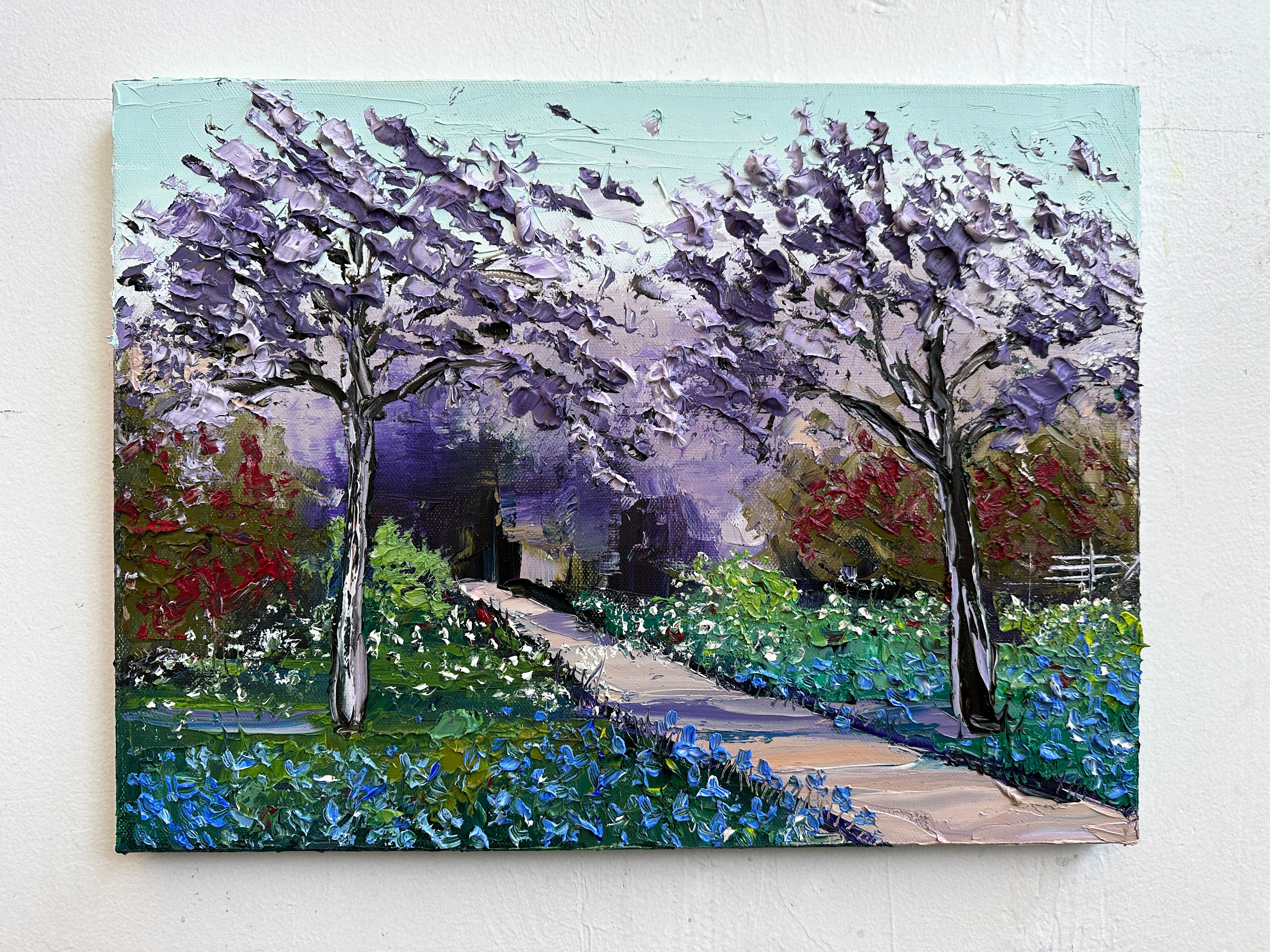 Jacarandas with Monet, Oil Painting For Sale 1