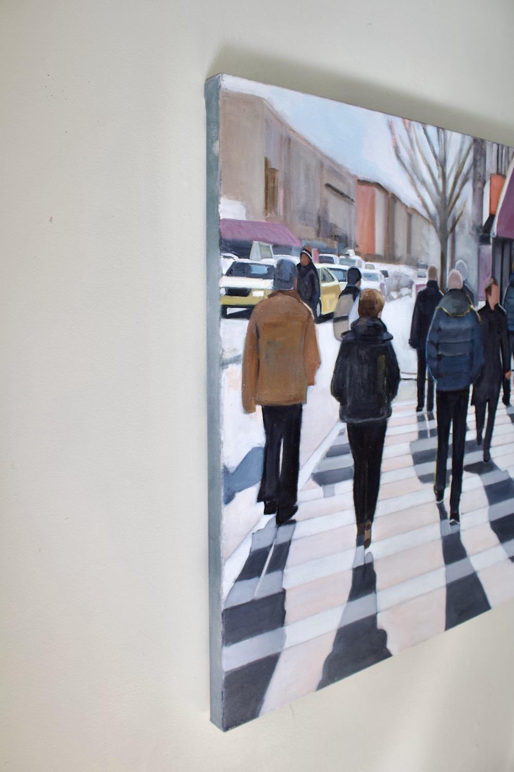 <p>Artist Comments<br>Artist Carey Parks illustrates a crowd of pedestrians crossing the street. She captures the image on a bright and sunny but cold Saturday in New York City. 