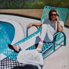 Relaxing at the Pool, Original Painting