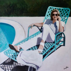 Détente à la piscine, peinture originale