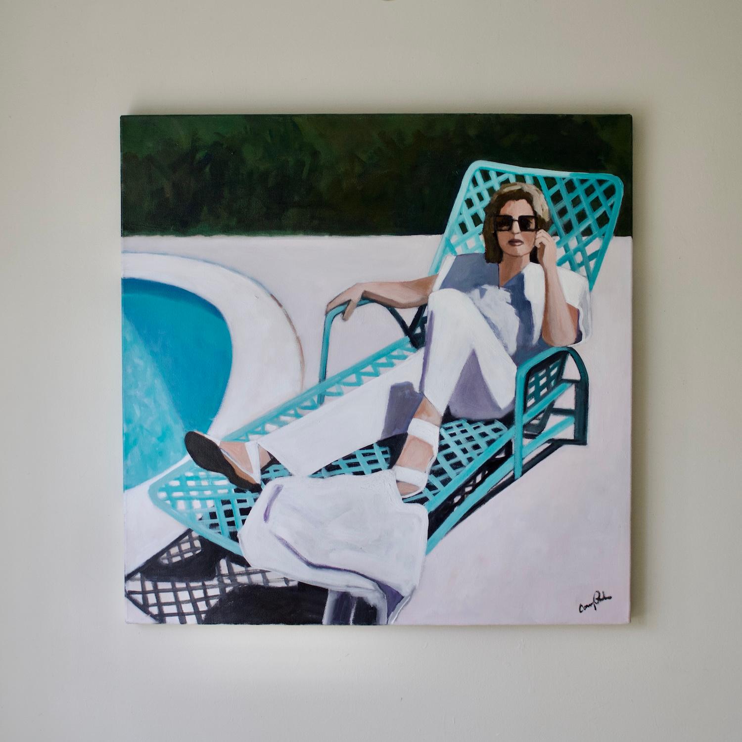 Relaxing at the Pool, Original Painting - Impressionist Art by Carey Parks