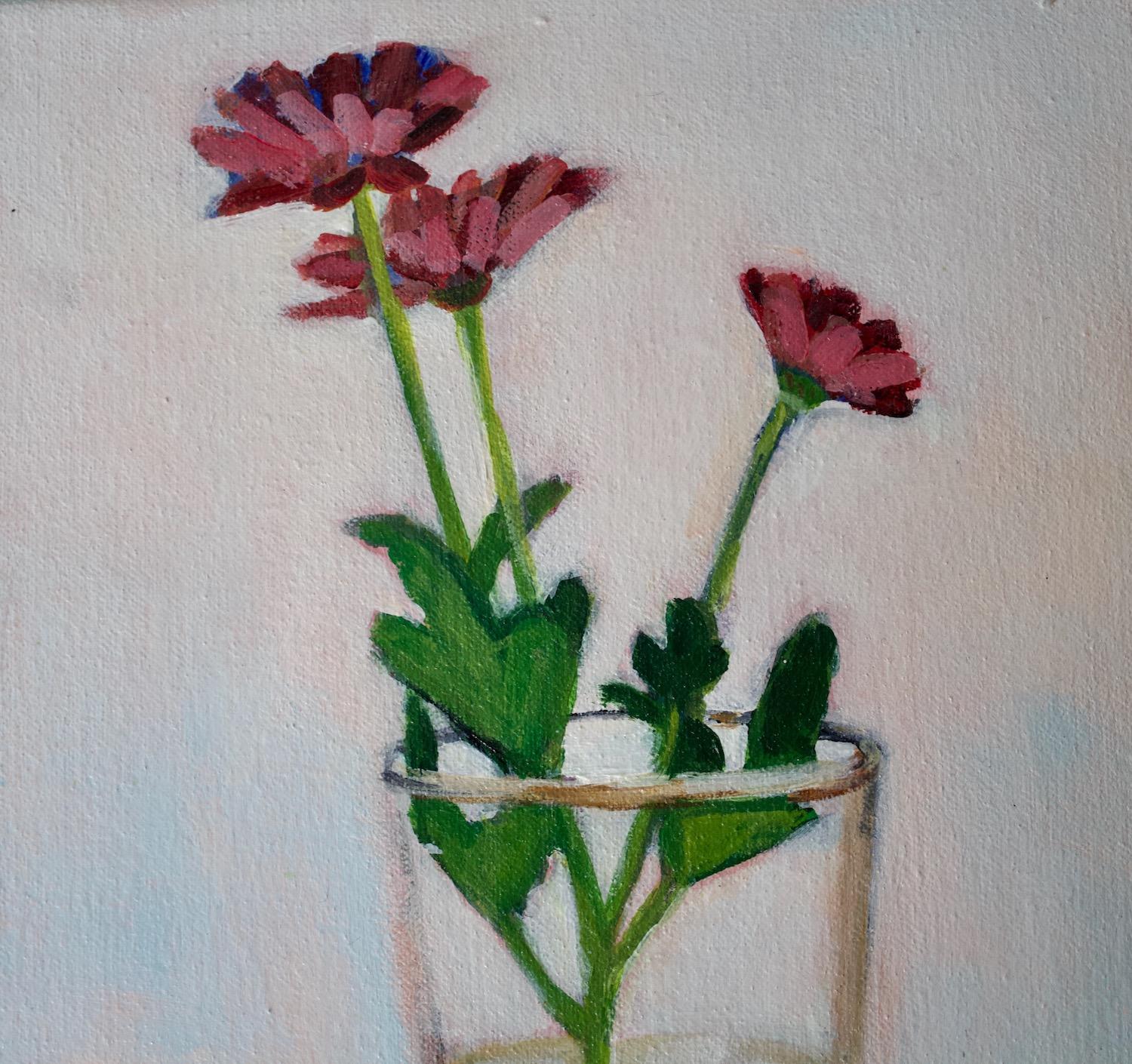 Flowers from the Garden, peinture originale - Gris Still-Life Painting par Carey Parks