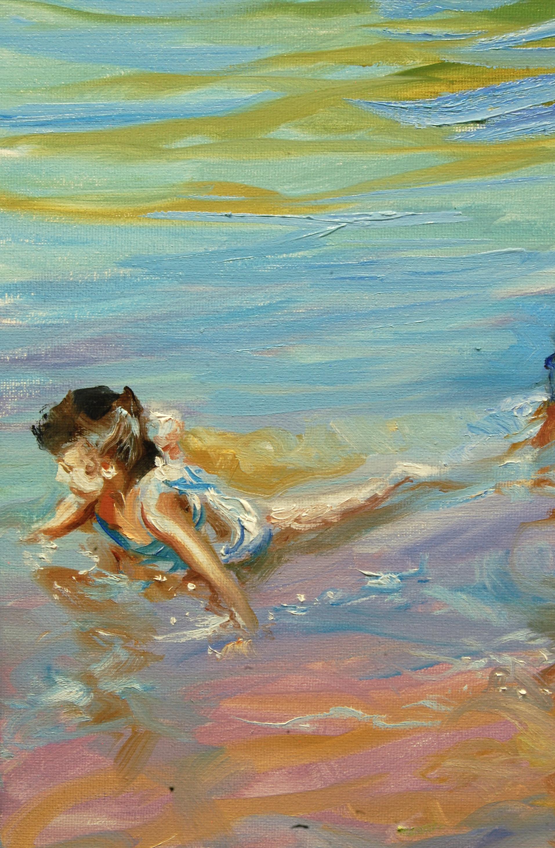 Children at Low Tide, Oil Painting For Sale 2
