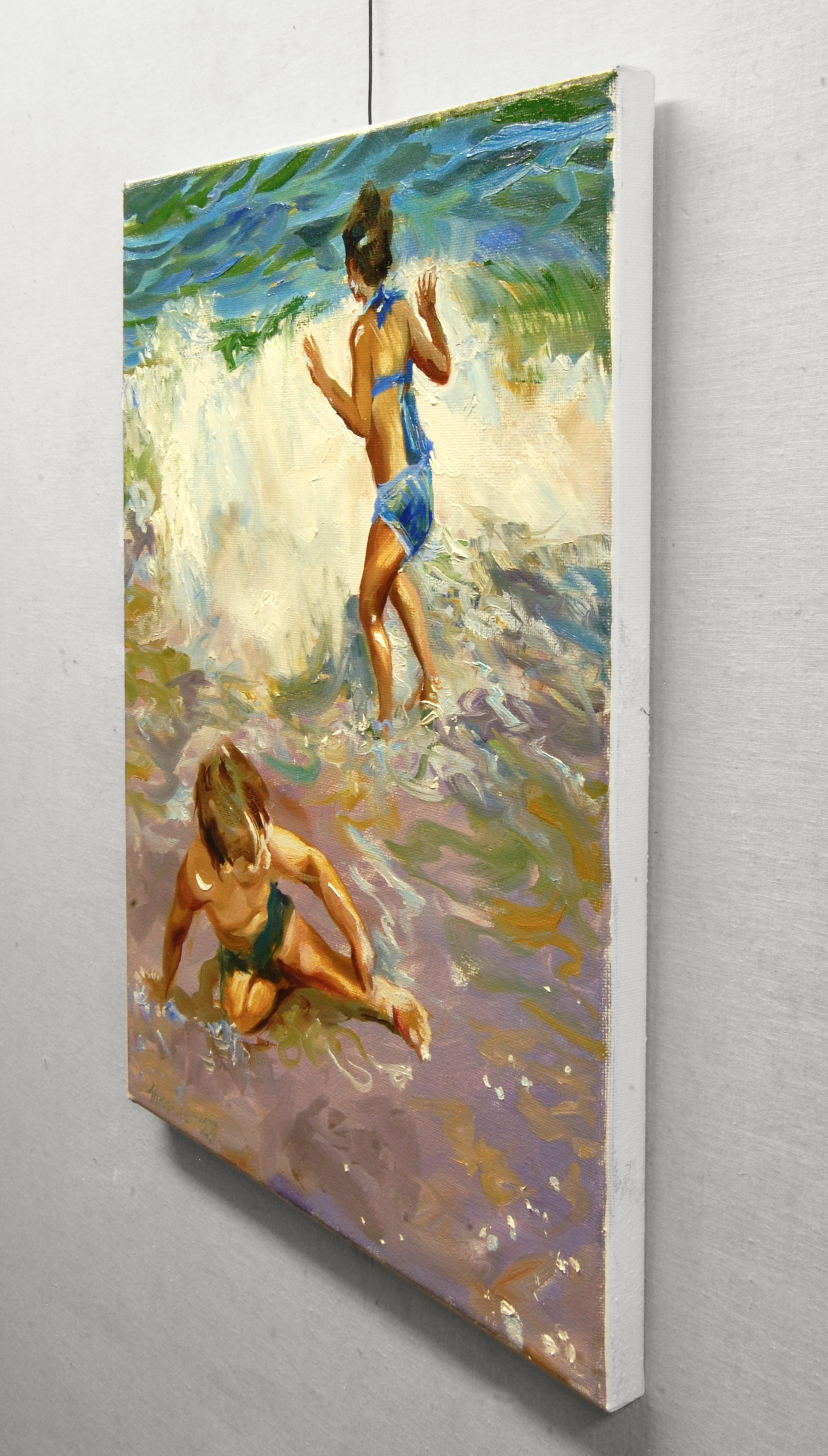 Children in the Rollers, Oil Painting - Impressionist Art by Onelio Marrero