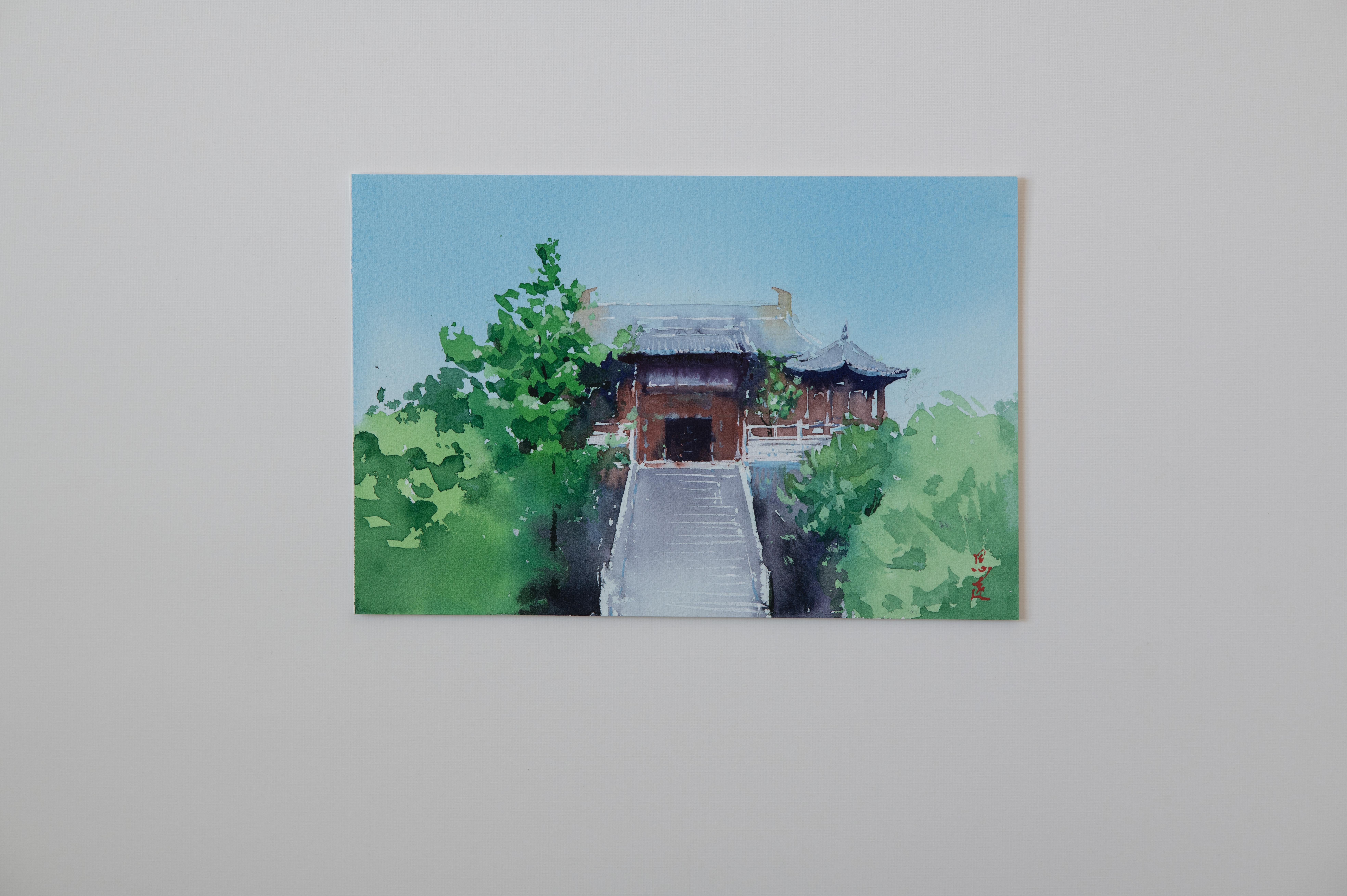 Watercolor Impressions of Chinese Architecture 8, Original Painting - Impressionist Art by Siyuan Ma