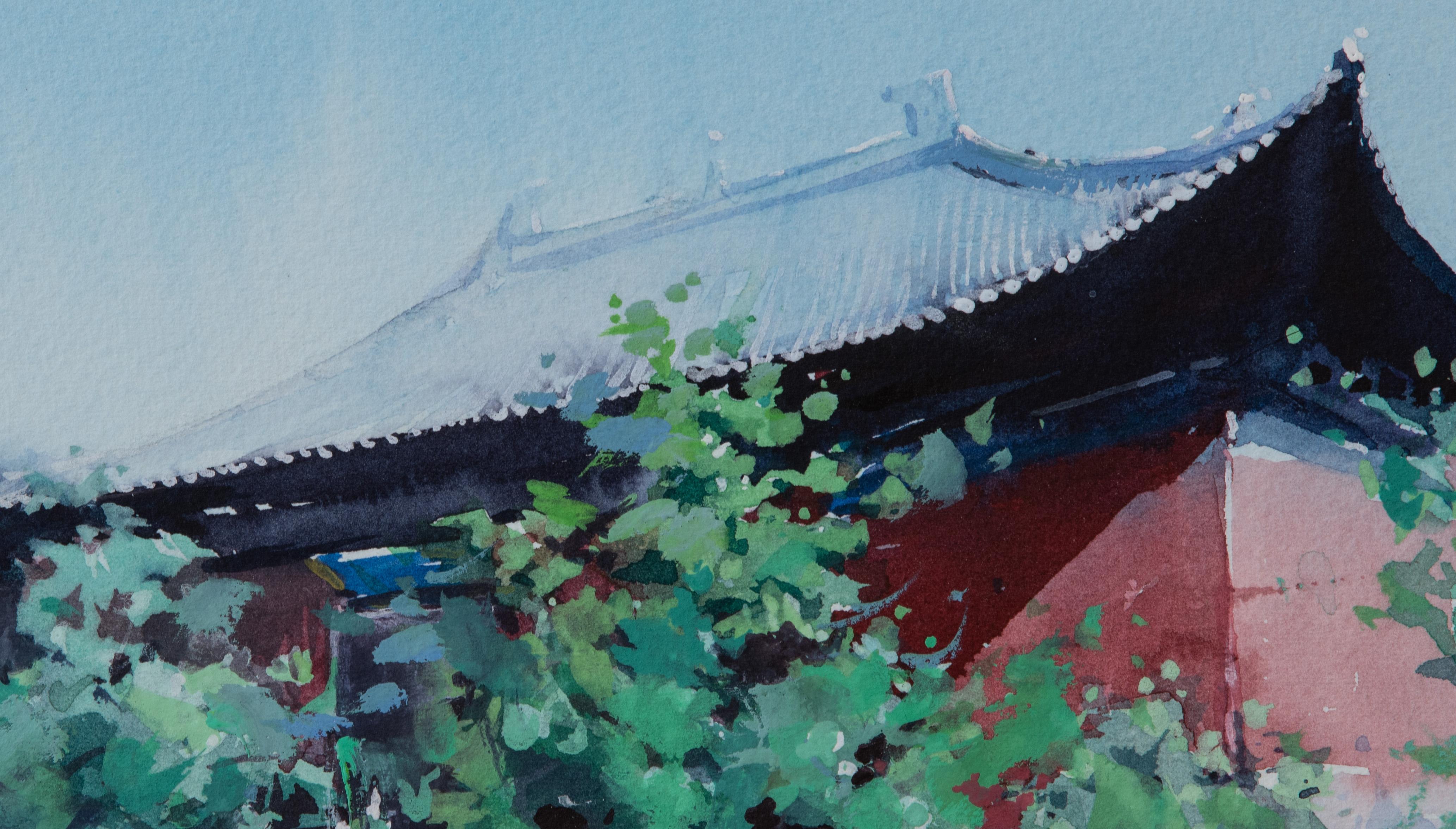 Watercolor Impressions of Chinese Architecture 6, Original Painting For Sale 1