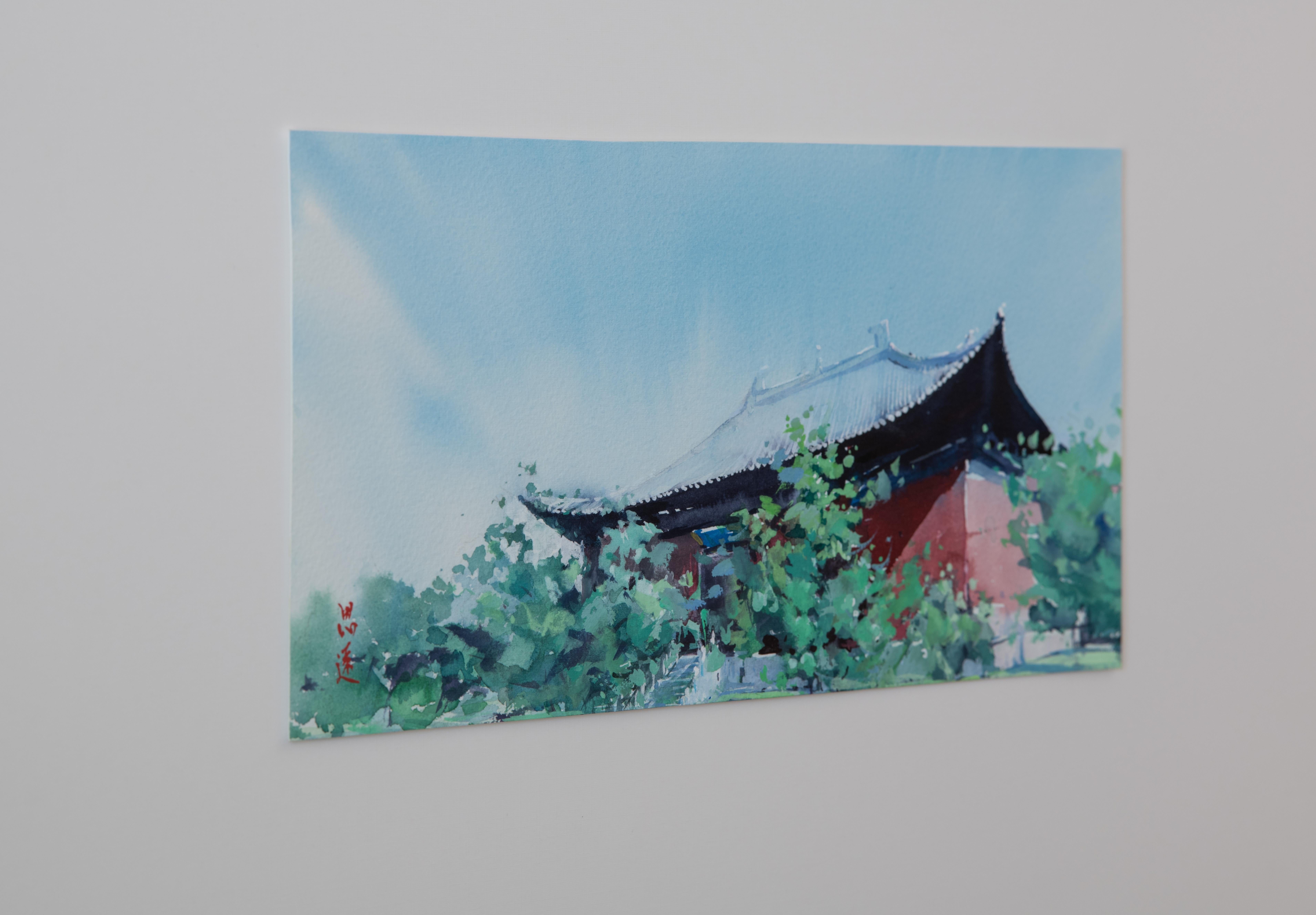 Watercolor Impressions of Chinese Architecture 6, Original Painting - Impressionist Art by Siyuan Ma