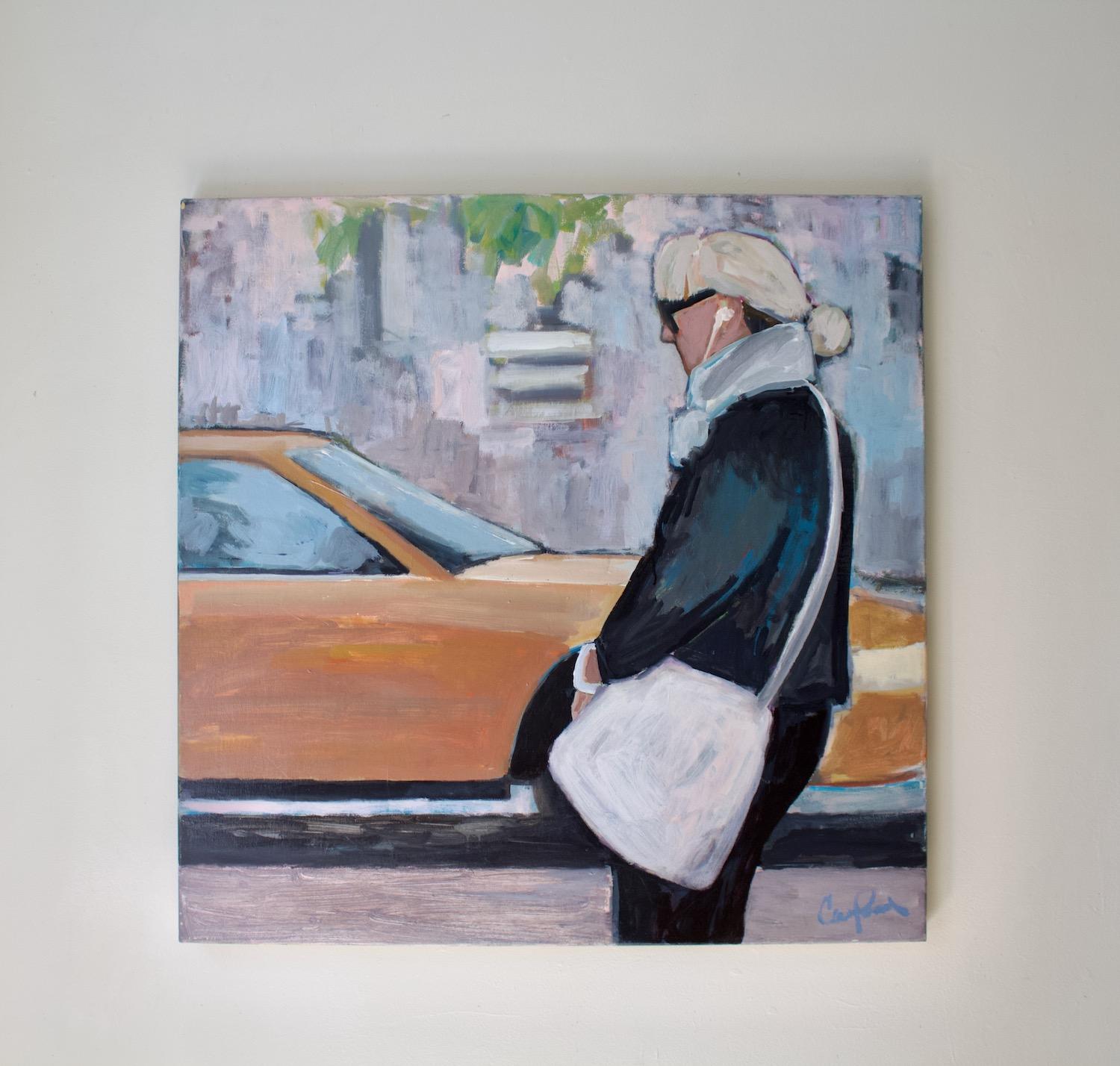 Walking in Midtown, peinture originale - Impressionnisme Painting par Carey Parks