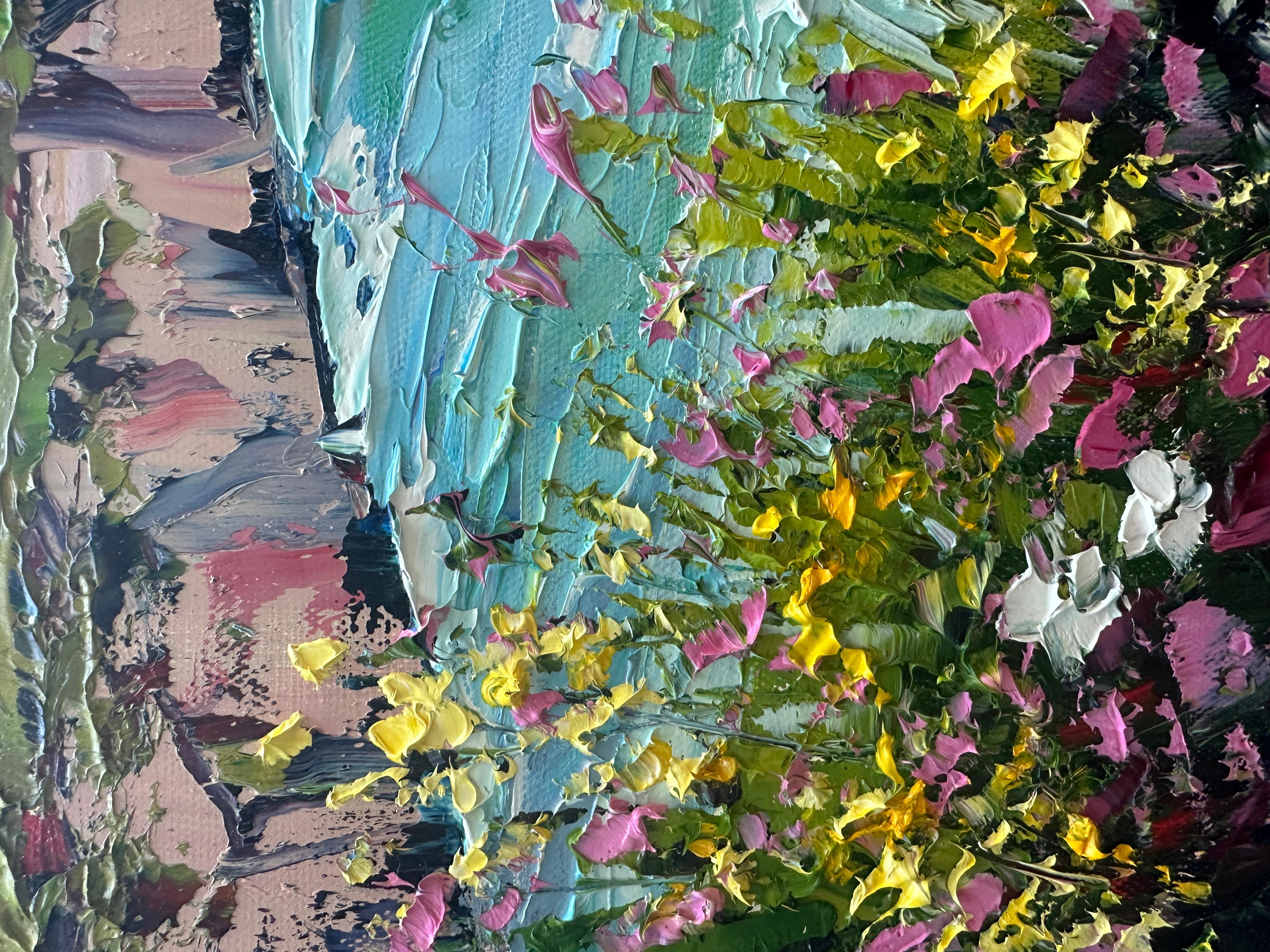 D'un rêve de côte, peinture à l'huile - Gris Landscape Painting par Lisa Elley