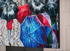 Street Under the Rain. New York, Oil Painting