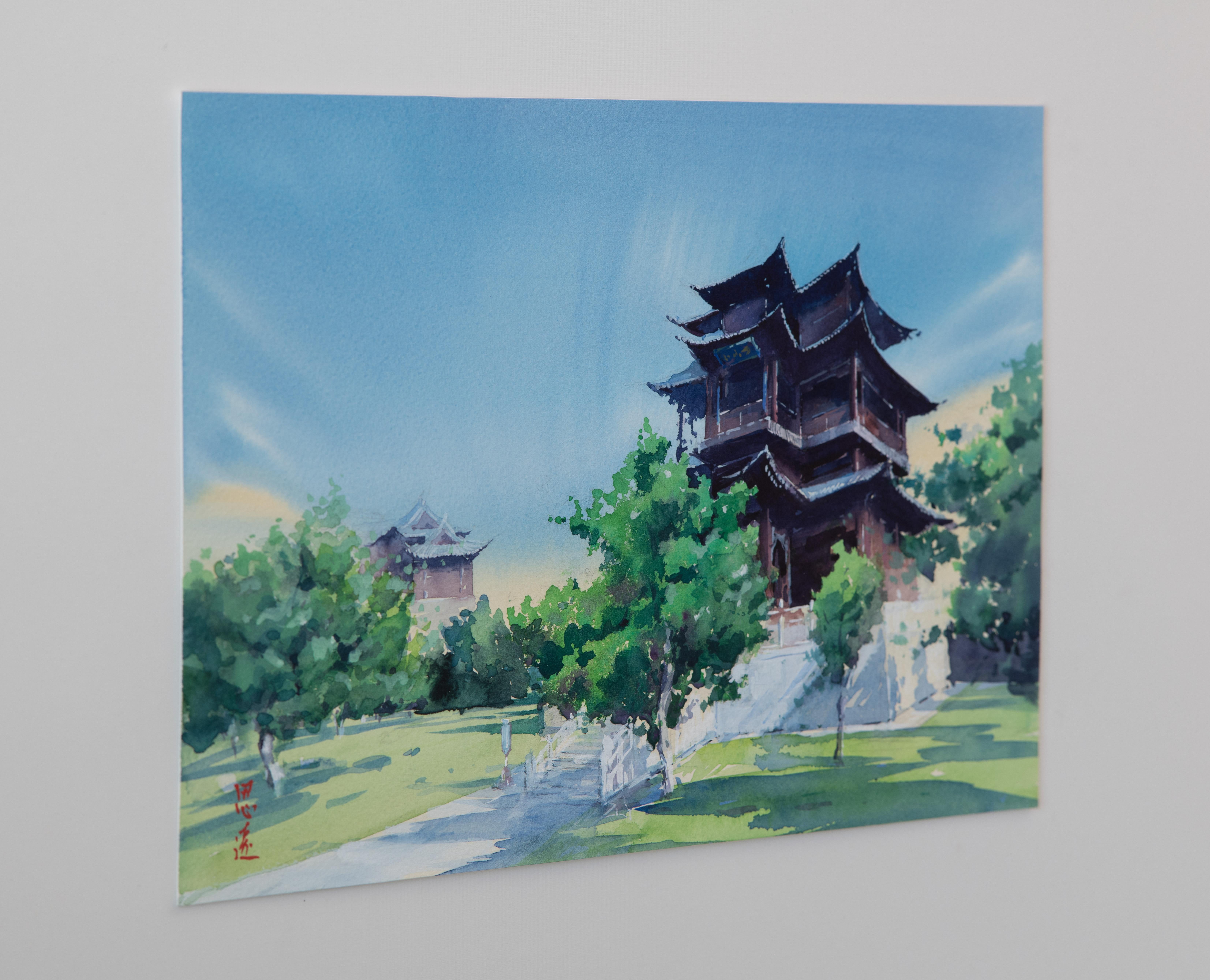 Impressioni acquerellate di architettura cinese 10, Pittura originale - Art di Siyuan Ma