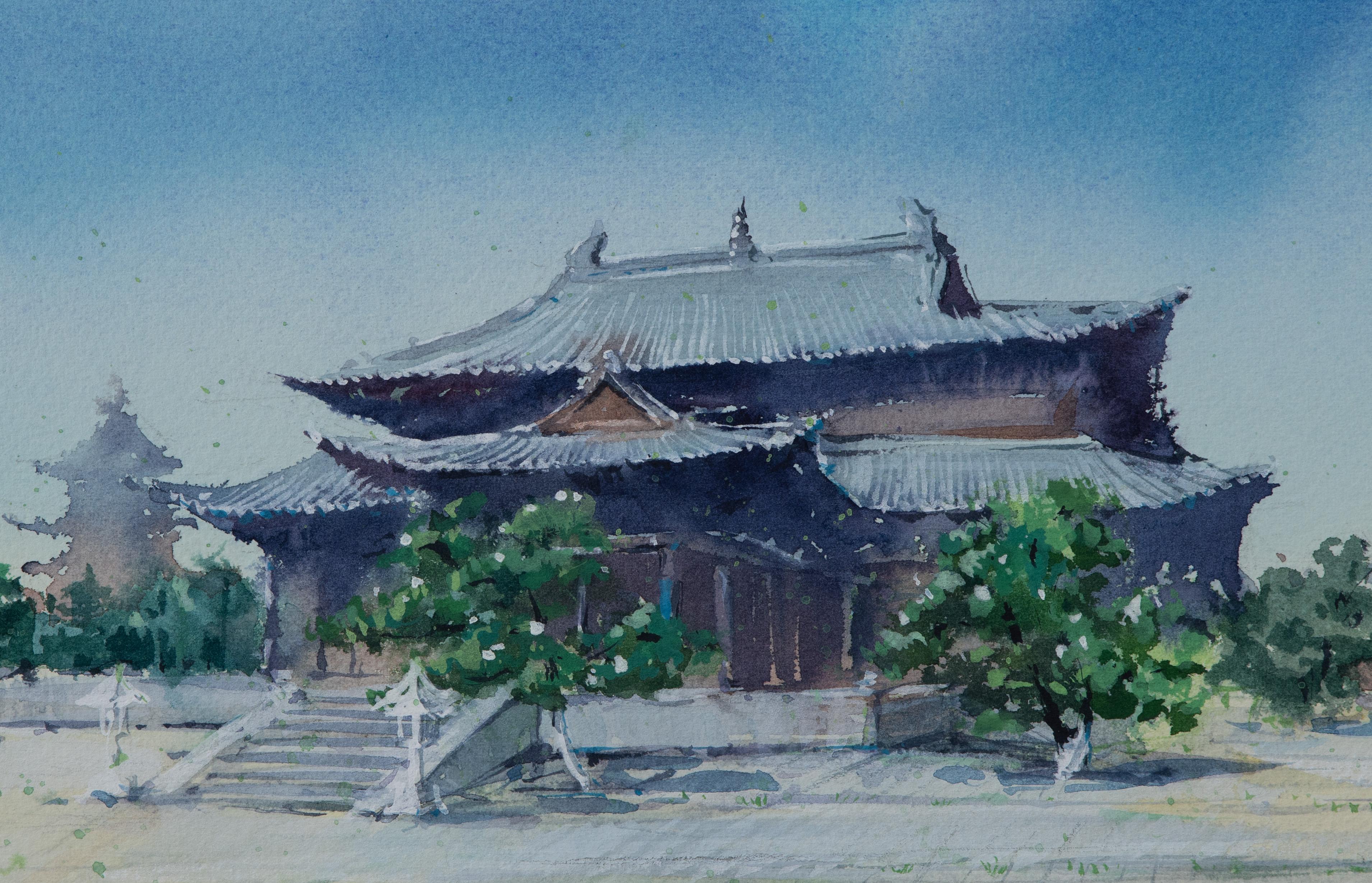Aquarell-Impressionen der chinesischen Architektur 11, Originalgemälde im Angebot 1