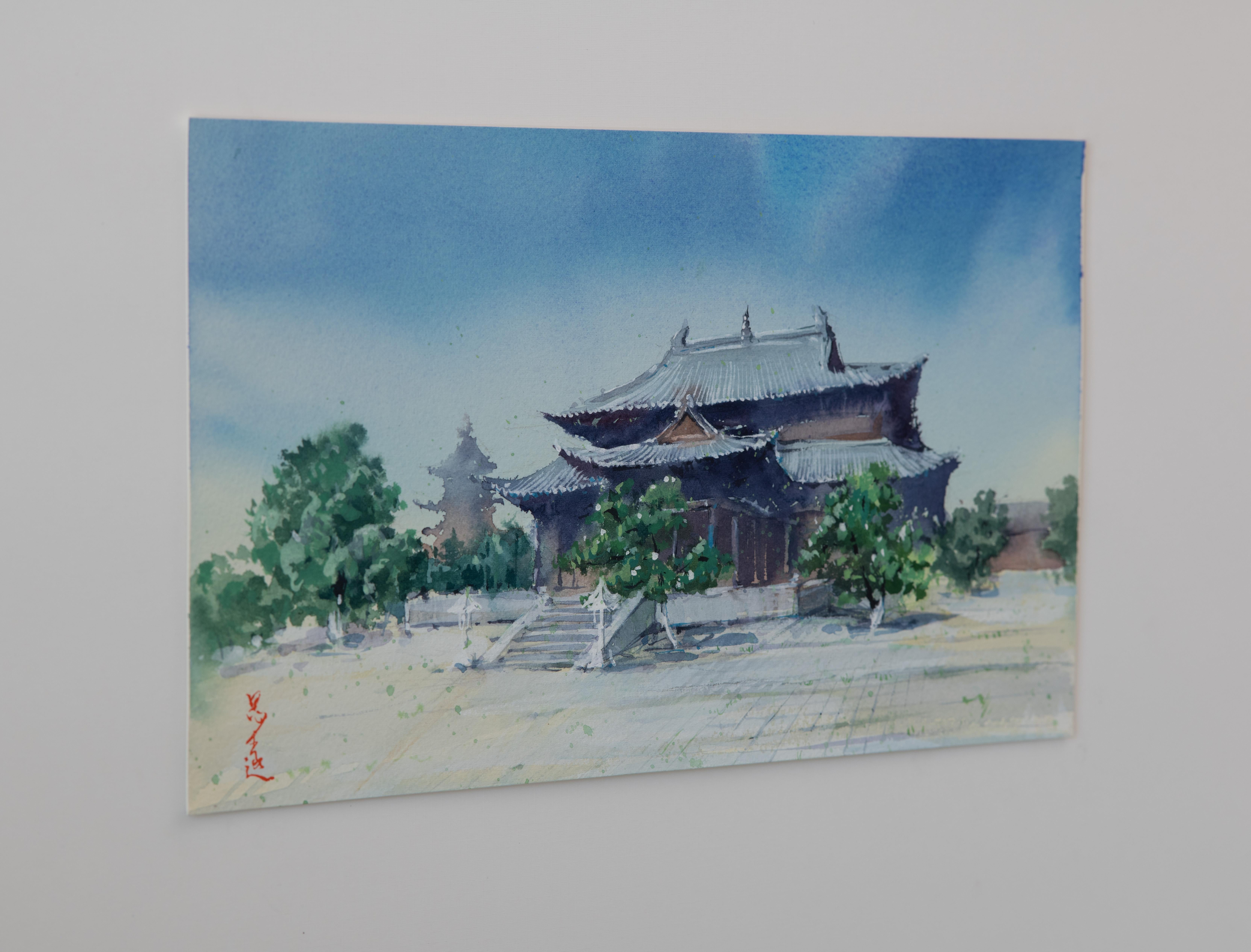 Watercolor Impressions of Chinese Architecture 11, Original Painting - Impressionist Art by Siyuan Ma