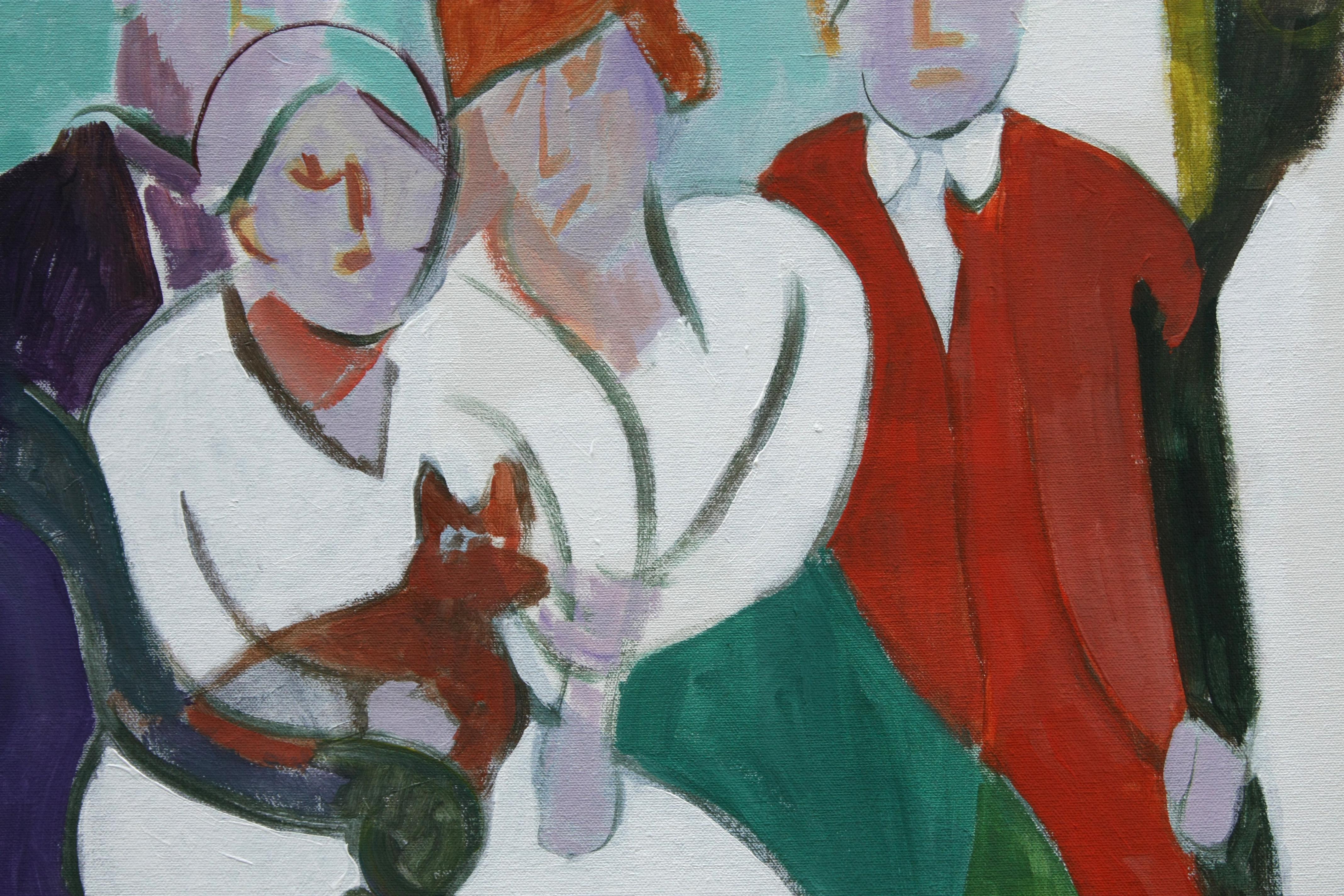 <p>Kommentare des Künstlers<br>Der Künstler Robert Hofherr illustriert ein expressionistisches Porträt einer viktorianischen Familie und ihres Hundes. Beeinflusst von ähnlichen Werken Picassos, verwandelt sich diese Interpretation eines formalen