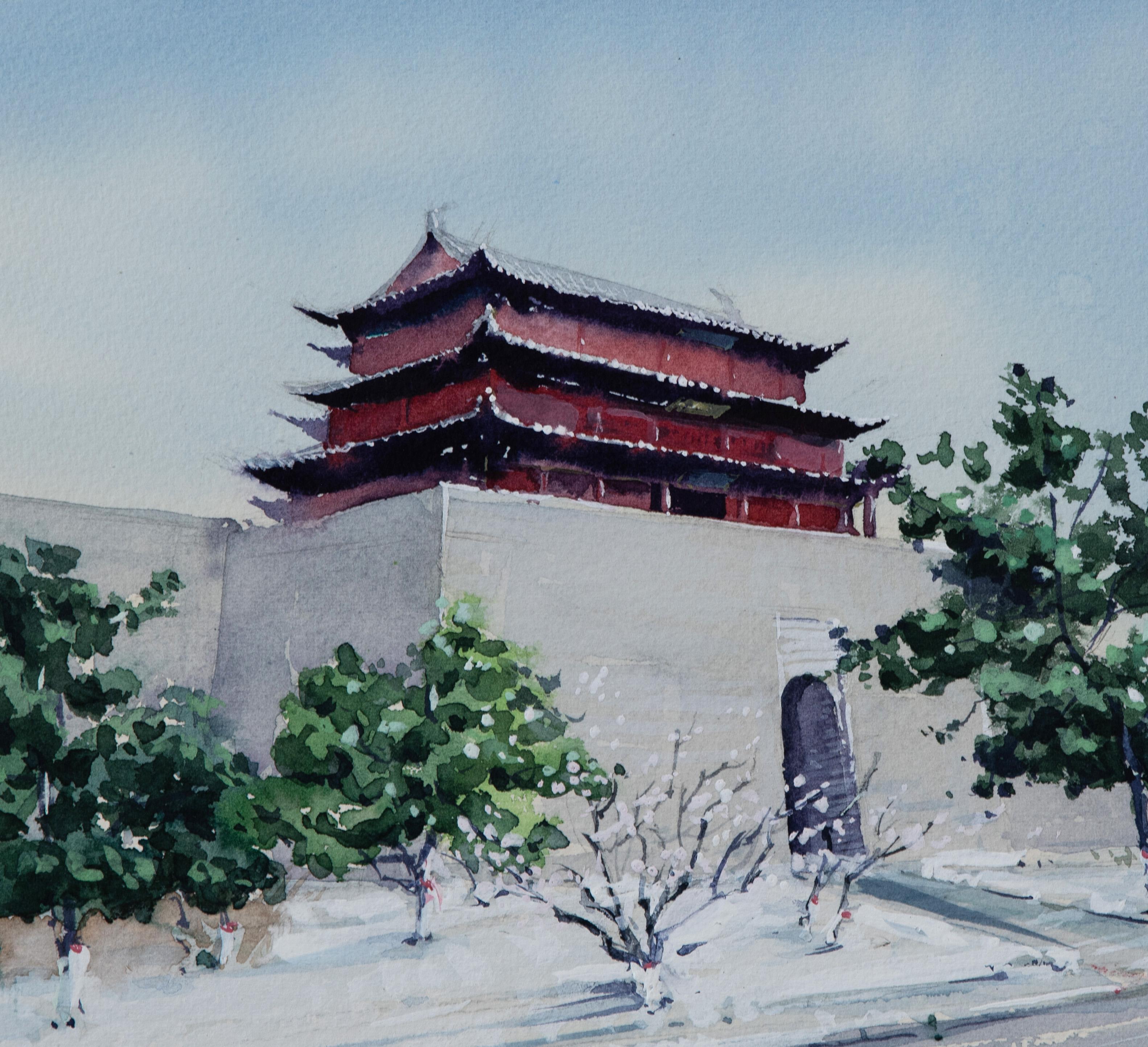 Watercolor Impressions of Chinese Architecture 16, Original Painting - Impressionist Art by Siyuan Ma