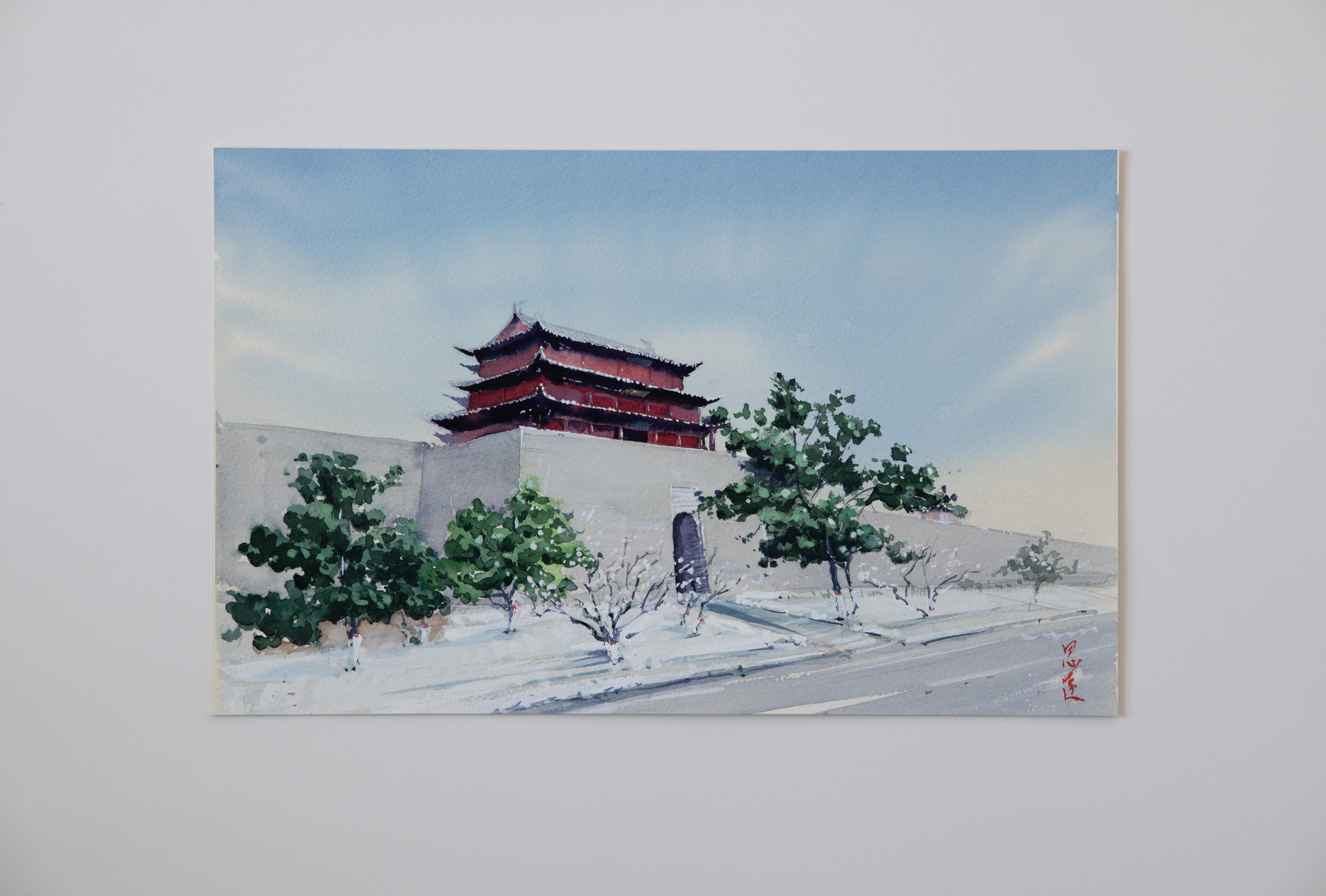 Aquarell-Impressionen der chinesischen Architektur 16, Originalgemälde (Impressionismus), Art, von Siyuan Ma