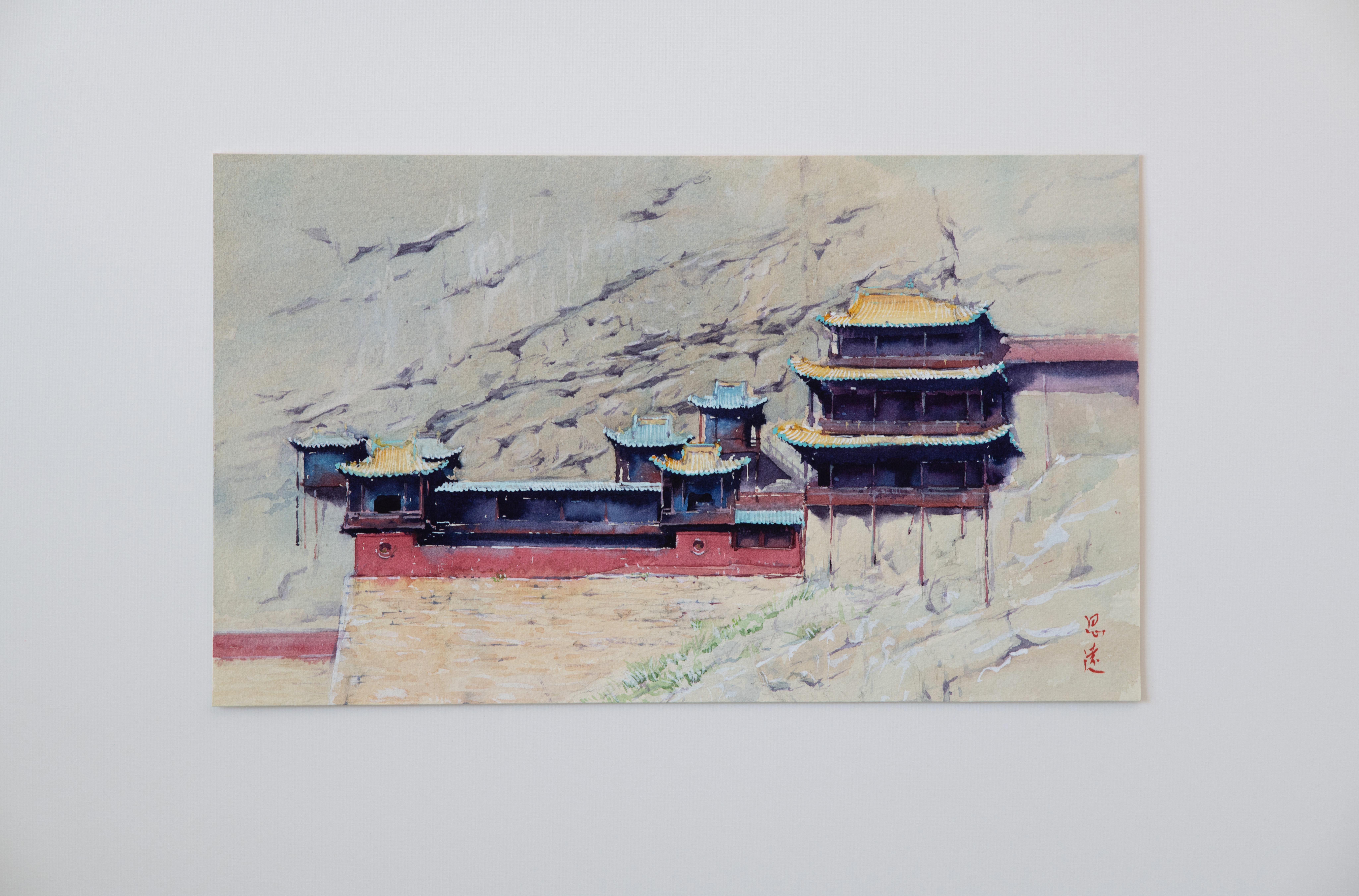 Watercolor Impressions of Chinese Architecture 15, Original Painting - Impressionist Art by Siyuan Ma