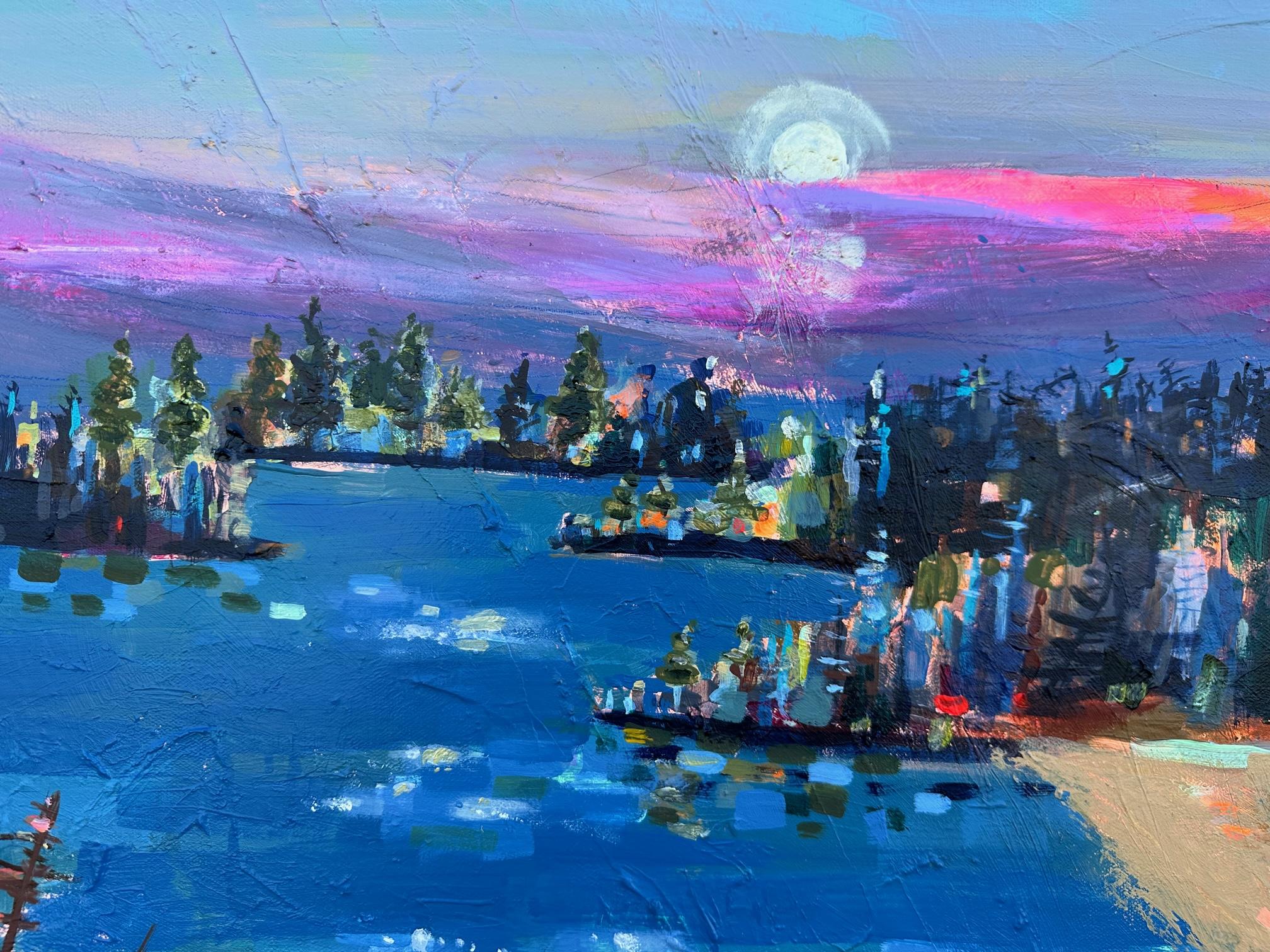 Moon Wishes on the Lake, Original Painting For Sale 1