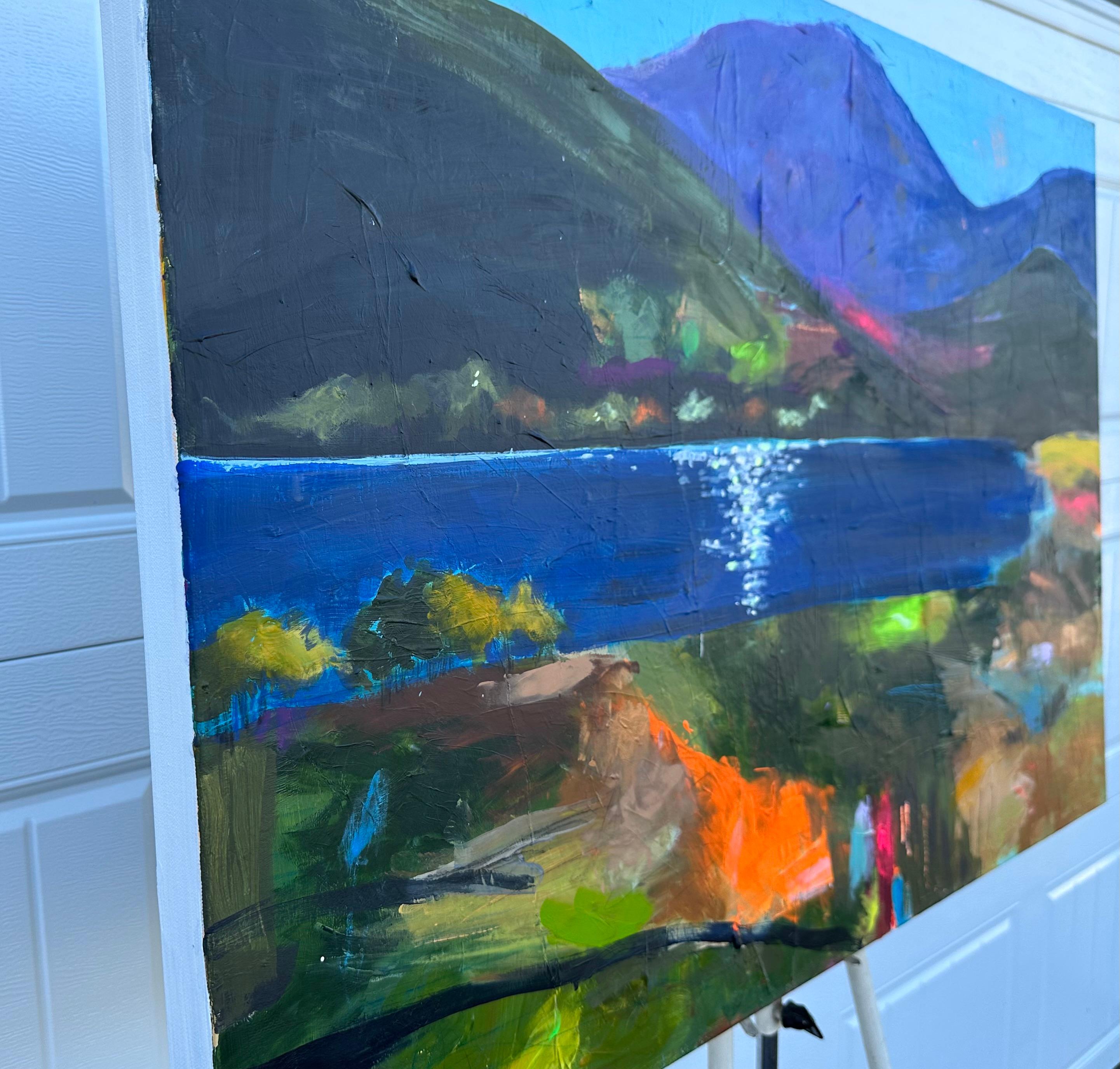 Brillante Lago Sol, Pintura Original - Art Expresionista de Rebecca Klementovich