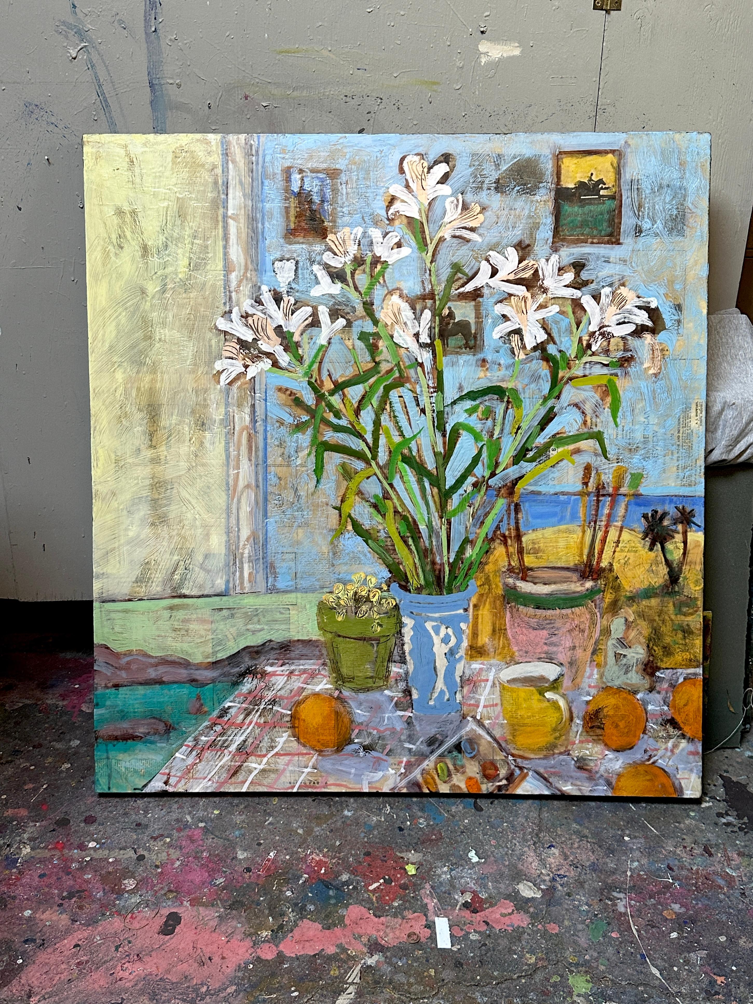 Studio Still Life with Alstroemeria, Original Painting - Impressionist Art by James Hartman