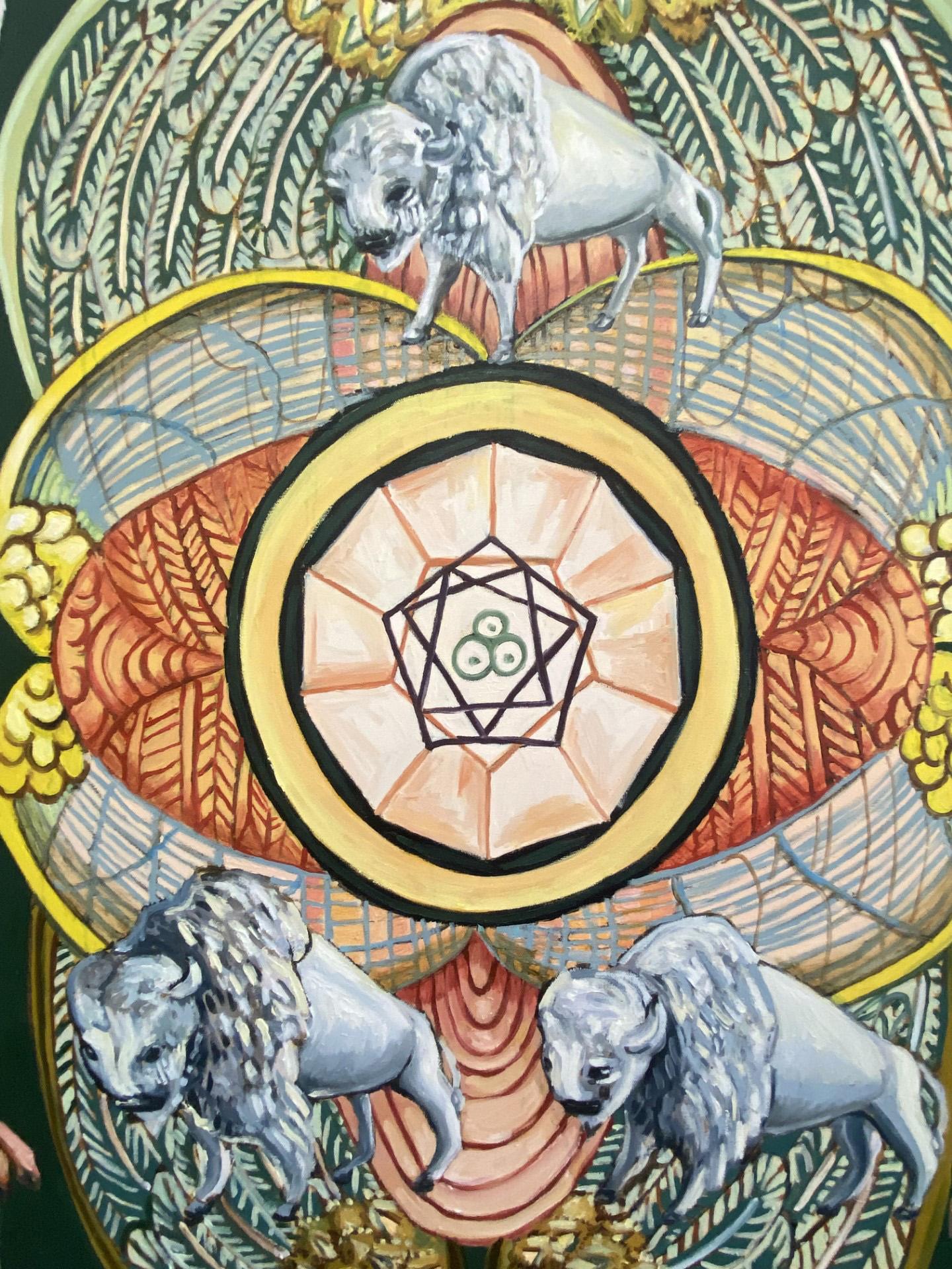 Trois pentacles, peinture à l'huile en vente 1