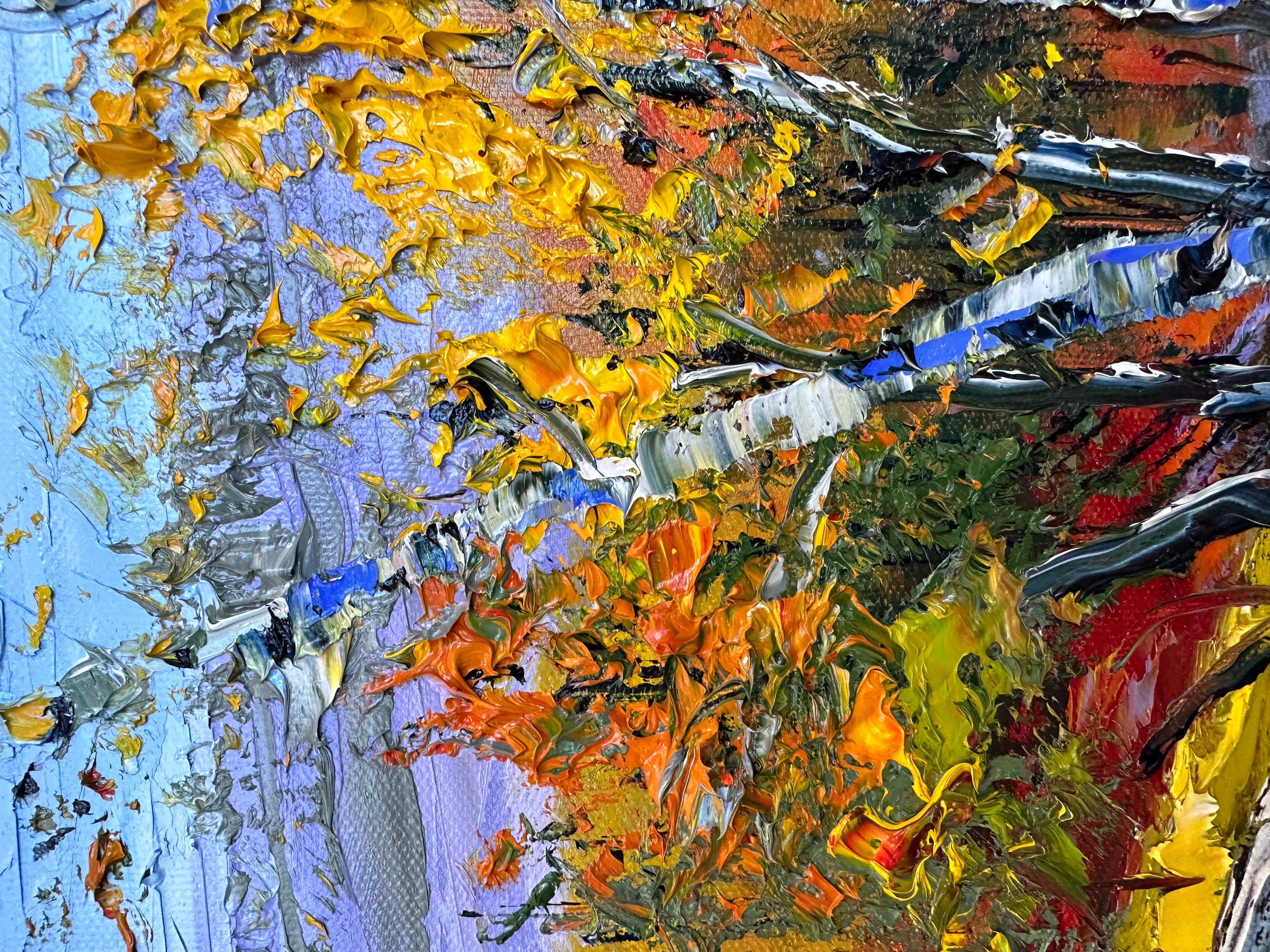 Symphonie colorée, peinture à l'huile - Gris Landscape Painting par Lisa Elley