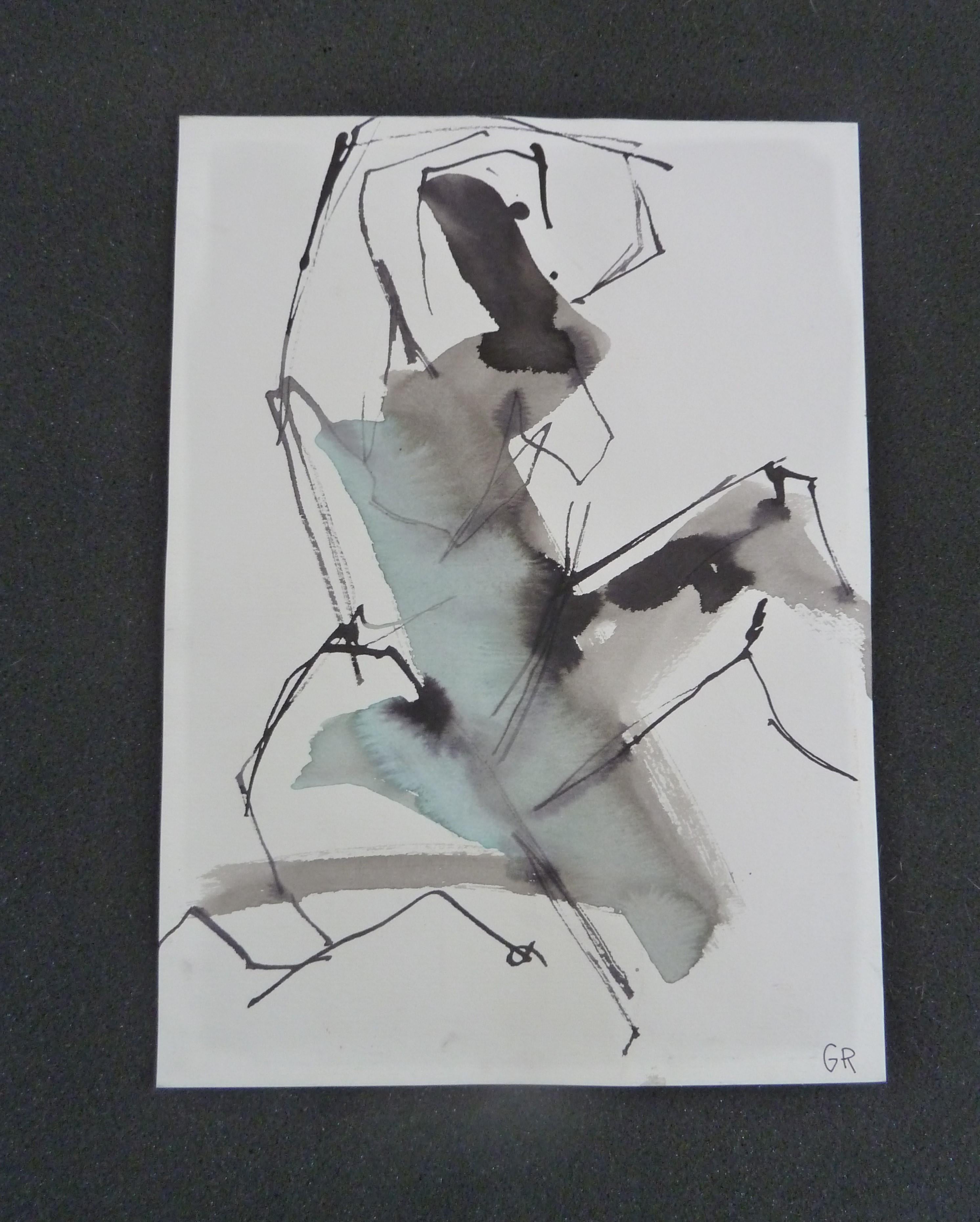 Gestural Ink Drawing #50, Abstract Painting - Art by Gail Ragains