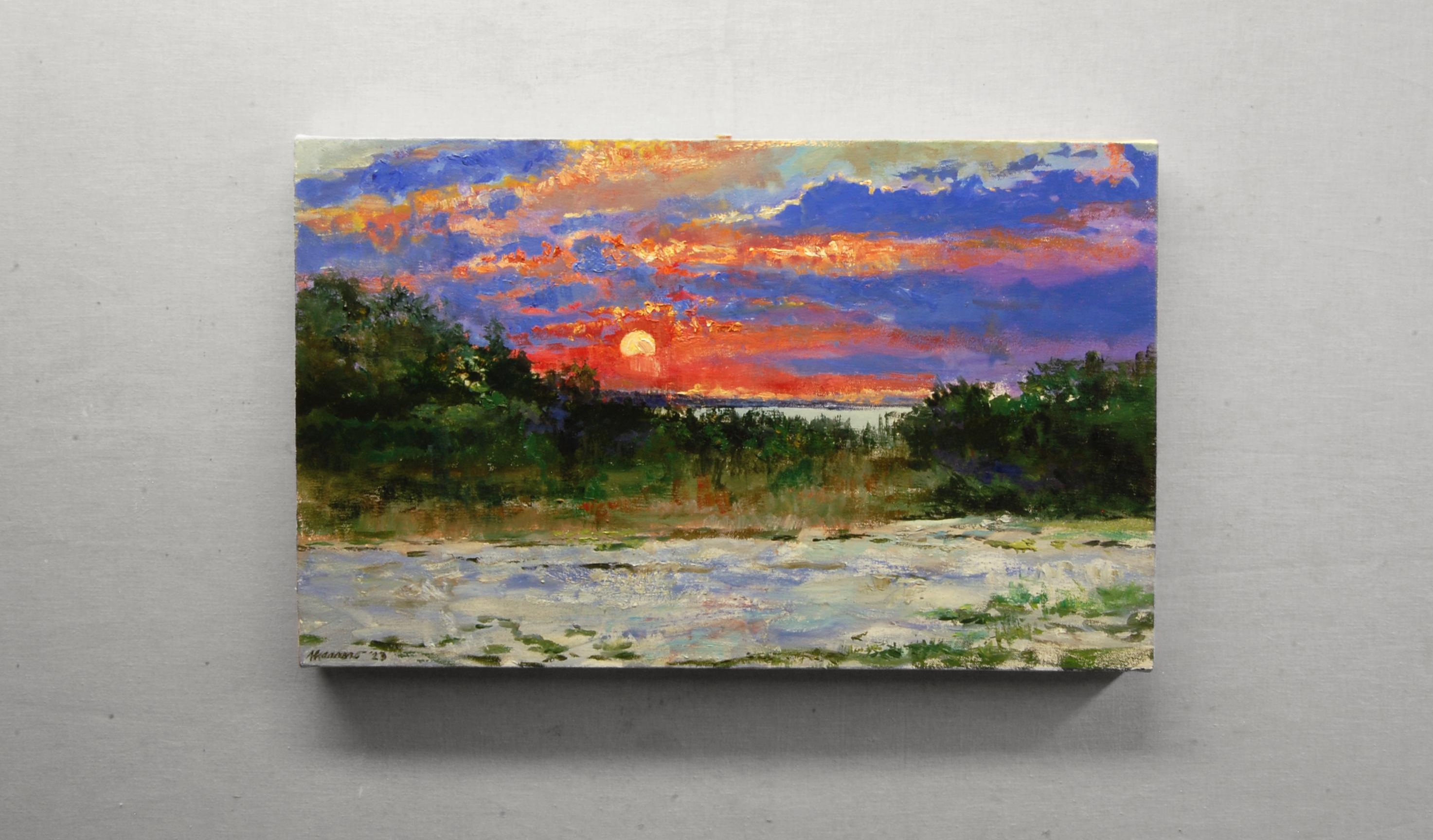 <p>Artist Comments<br>Artist Onelio Marrero paints a majestic sunrise on Long Island with vibrant colors and rich brushwork. 