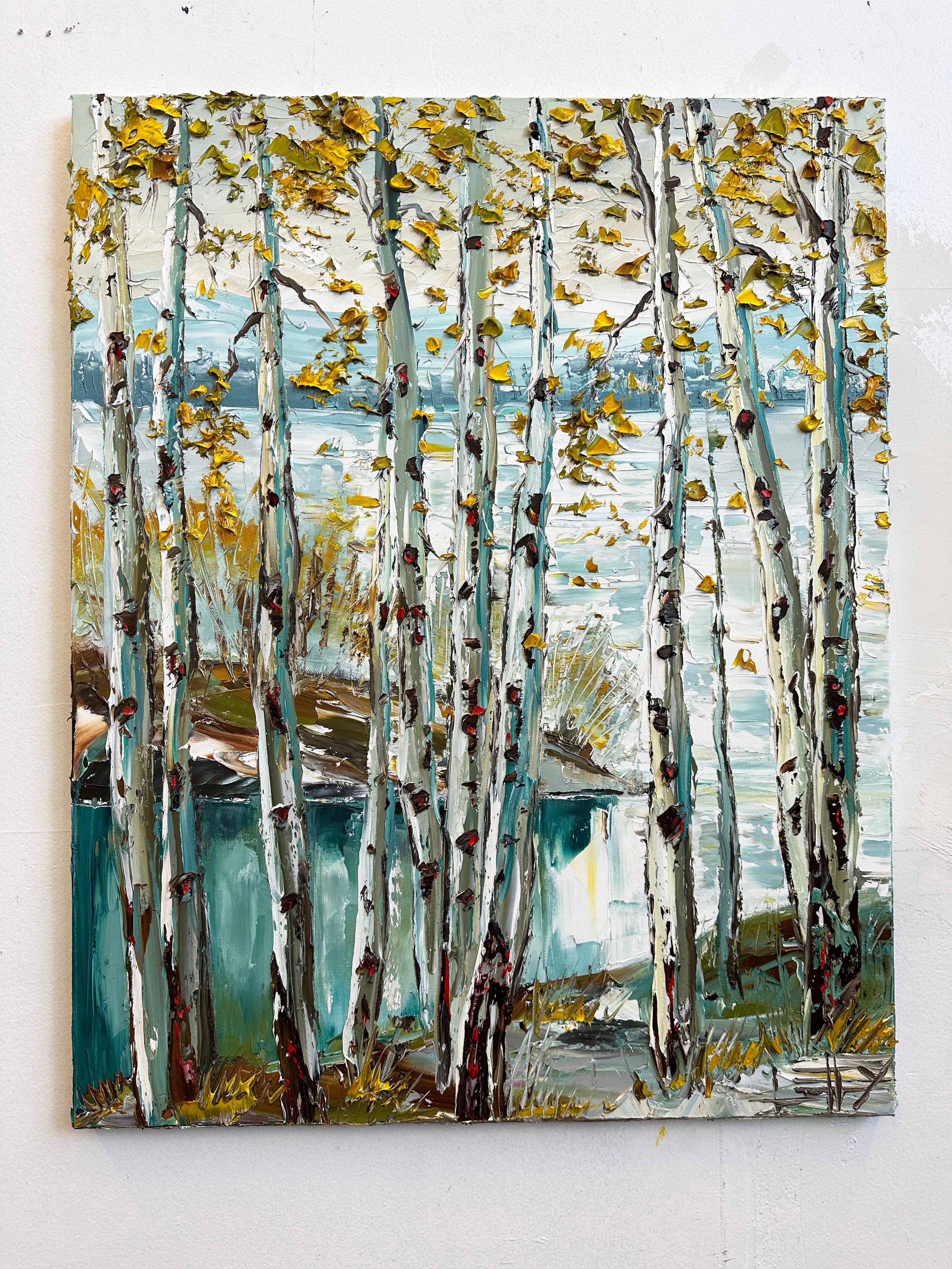 Sogno della foresta azzurra, pittura a olio - Painting Impressionismo di Lisa Elley