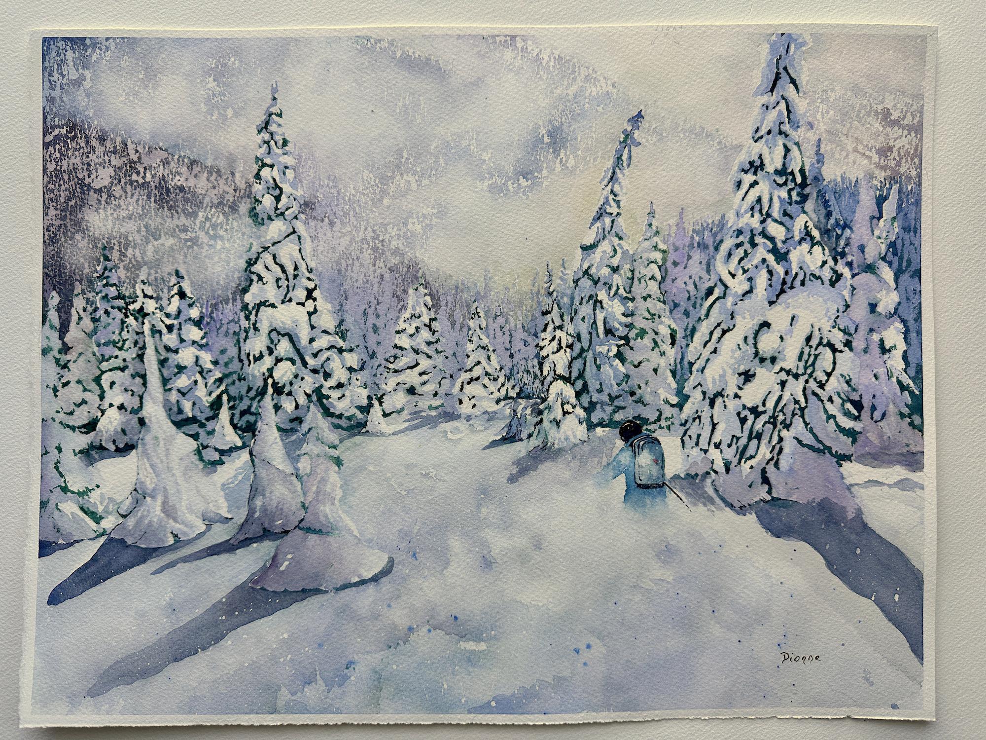 First Tracks, Original Painting - Impressionist Art by Maurice Dionne