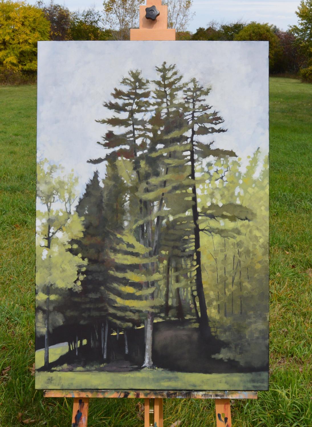 The Green of Letchworth, Oil Painting - Gray Landscape Painting by David Thelen