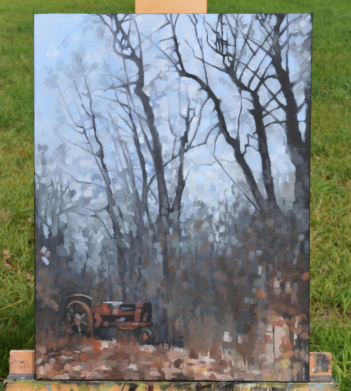 Faded Pride, Oil Painting - Gray Landscape Painting by David Thelen