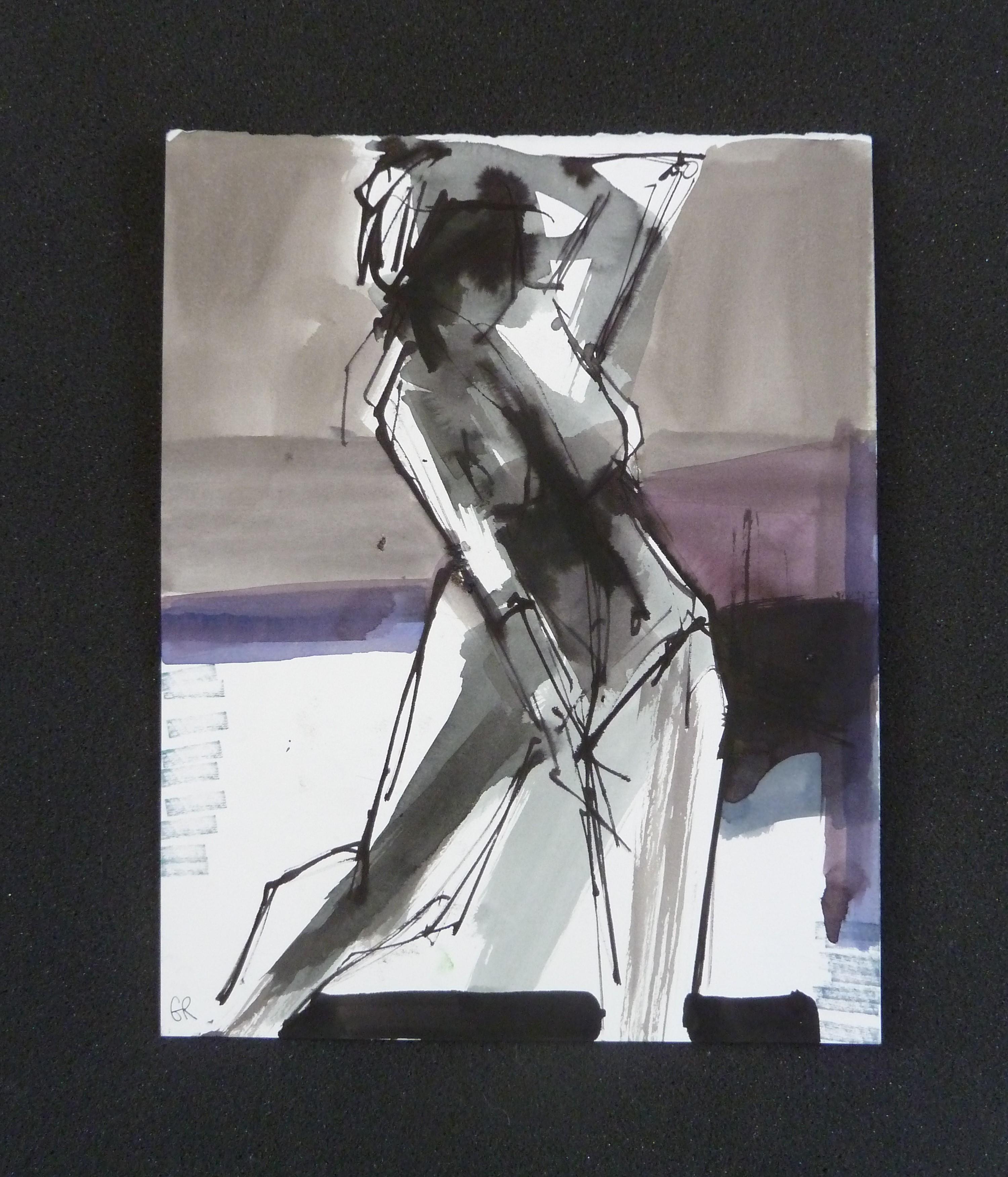 Christina #2, Abstraktes Gemälde (Grau), Abstract Drawing, von Gail Ragains