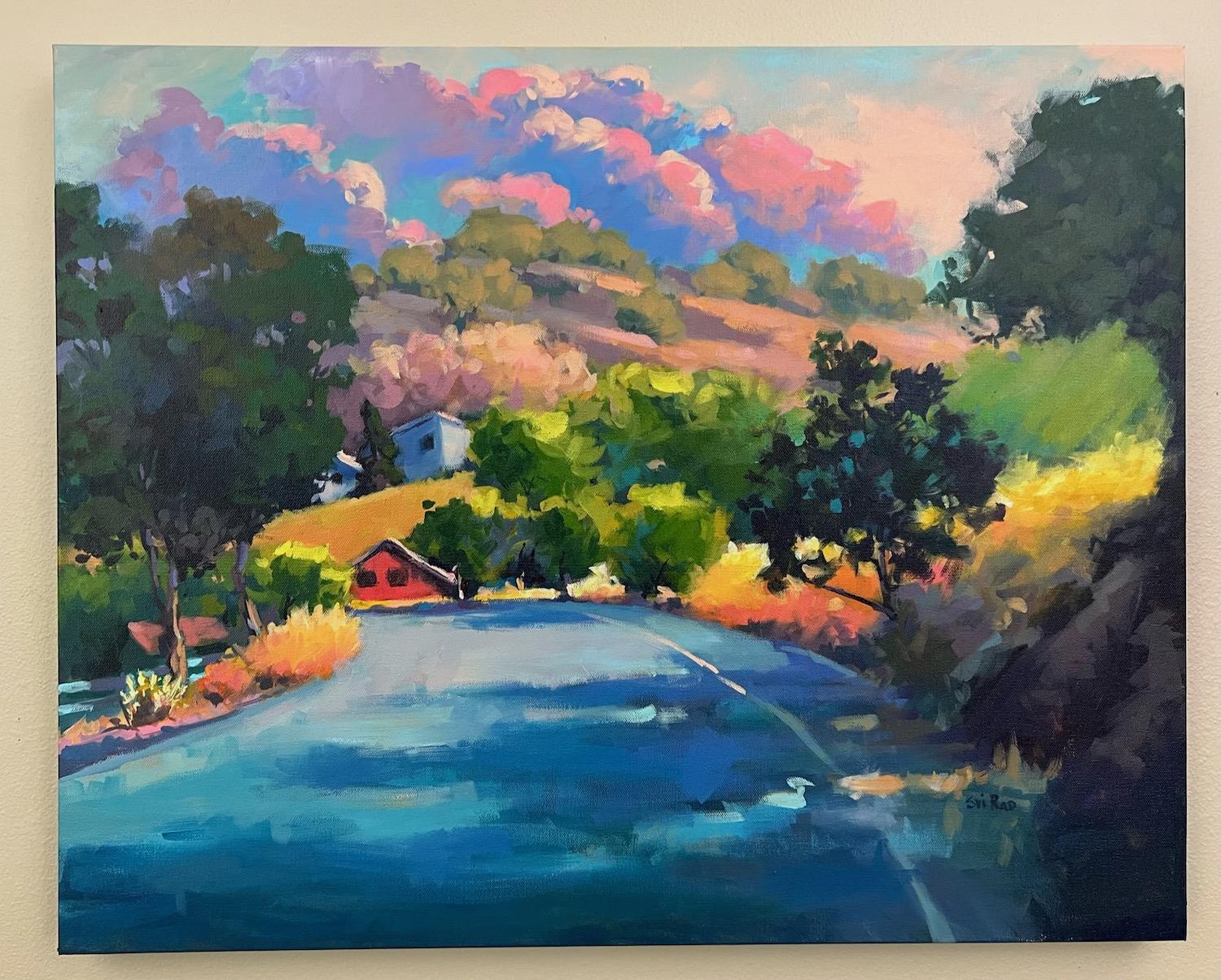 <p>Artist Comments<br>Artist Sri Rao captures a beautiful moment on a curved road in California. The sun tenderly embraces the scene with its radiance and warmth. 