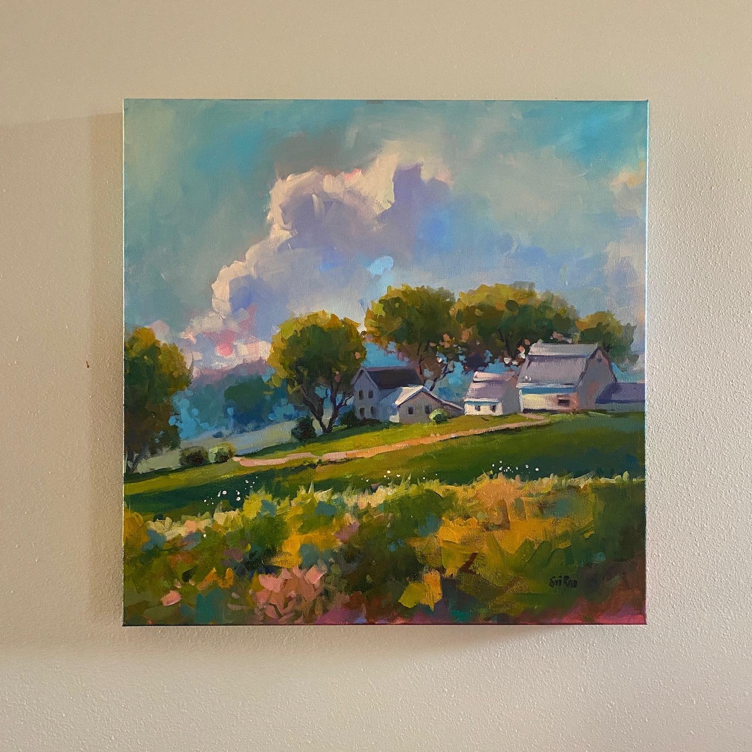 <p>Artist Comments<br>Artist Sri Rao portrays an idyllic morning in the heart of Iowa's countryside. The sun timidly peeks from a veil of clouds, casting a soft, golden glow across the landscape. The misty atmosphere offers the composition a sense