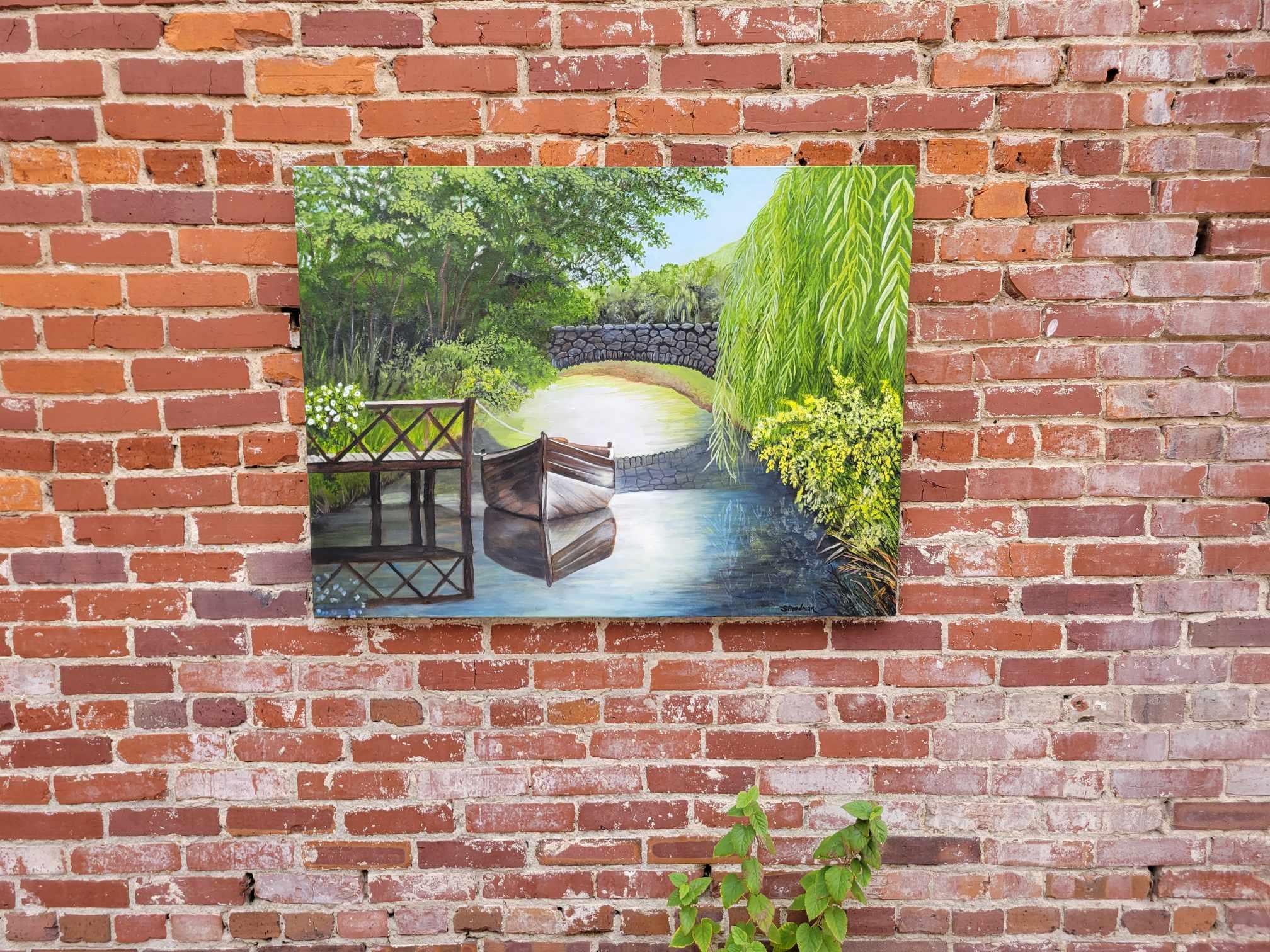 Bridge over Calm Water, Oil Painting For Sale 1