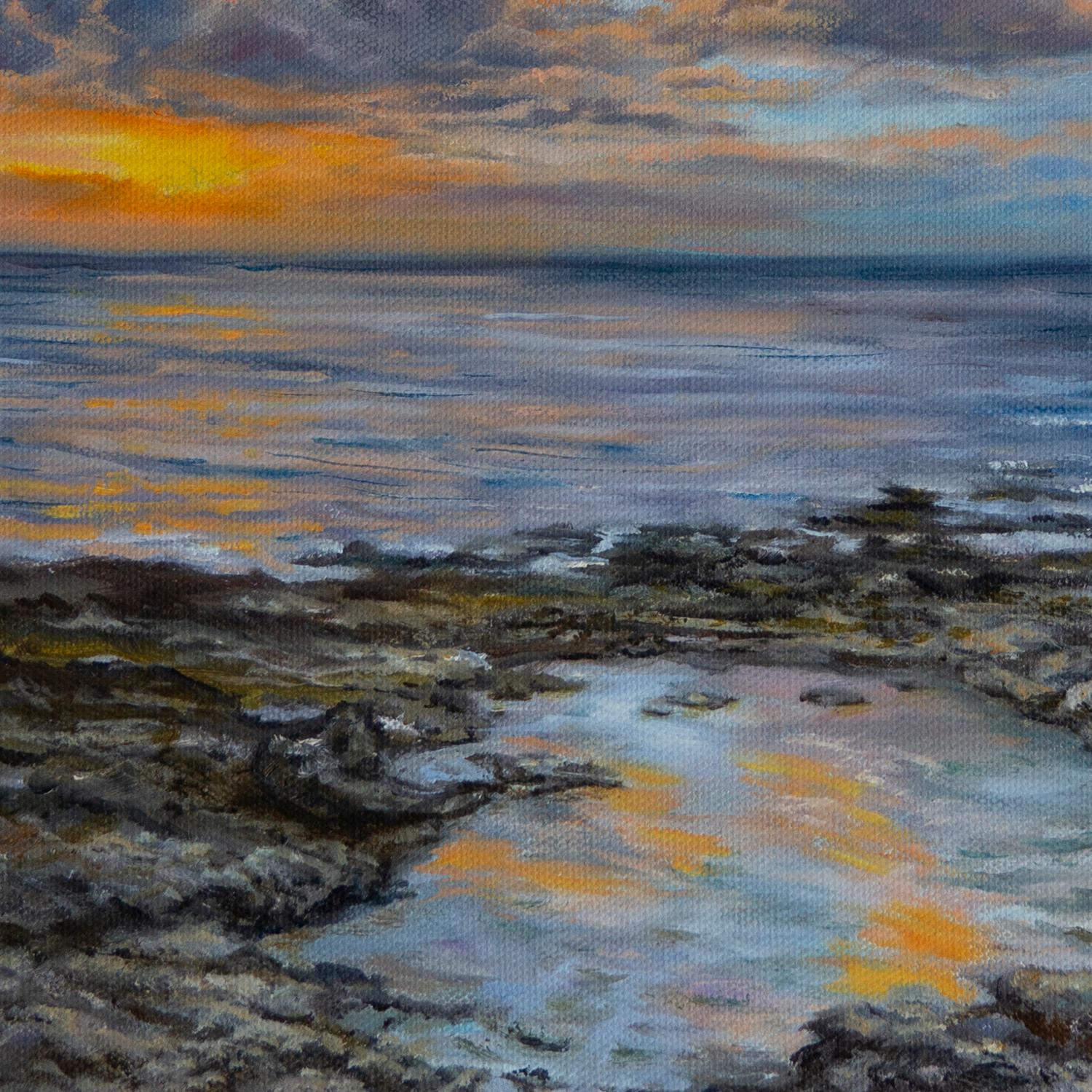 Récif au coucher du soleil, peinture à l'huile en vente 1