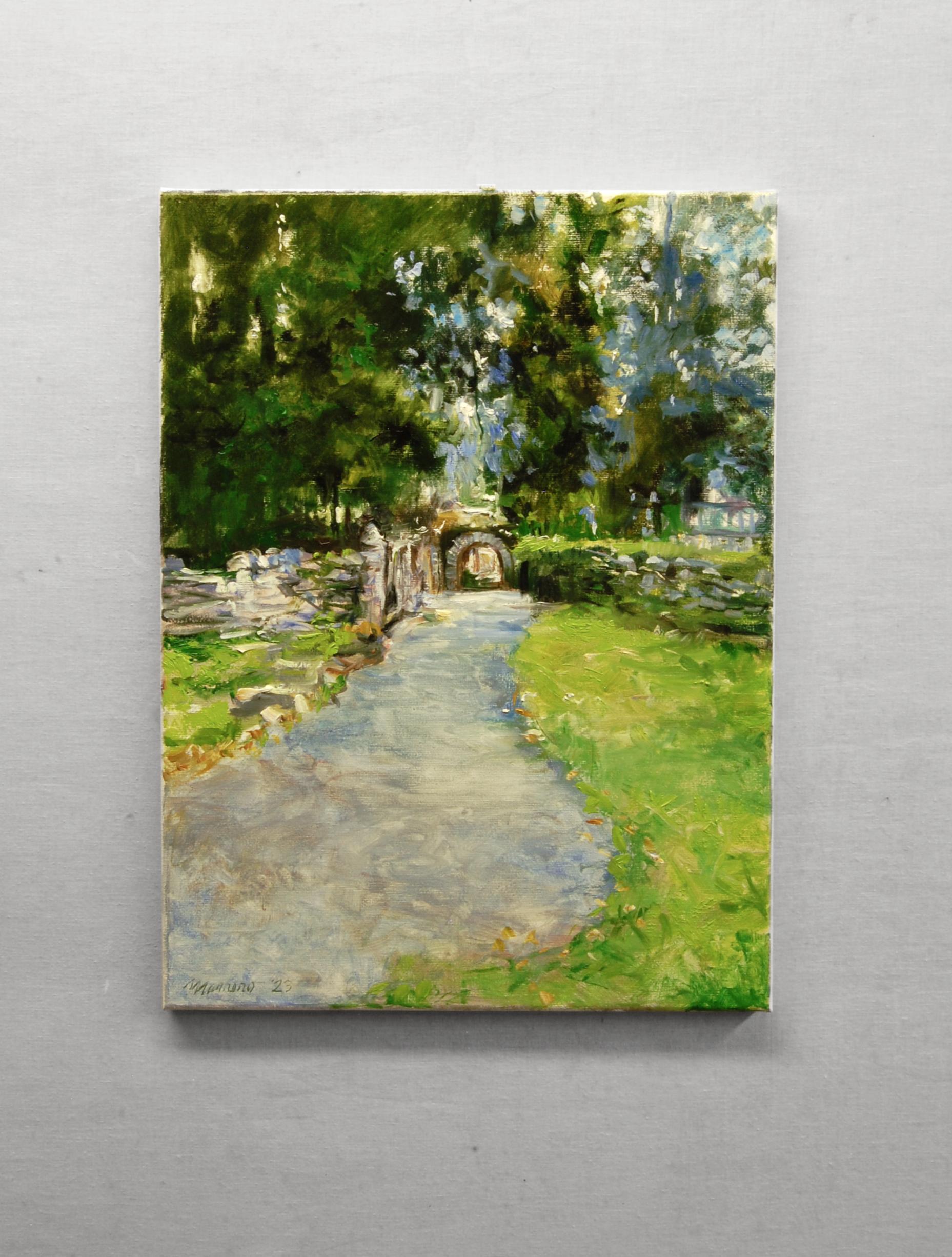 <p>Comentarios del artista<br />Este cuadro retrata uno de los caminos del monasterio de Glendalough, en Irlanda. El monasterio oculto alberga numerosas ruinas de capillas y enterramientos, cuyas estructuras desmoronadas parecen ceder ante la
