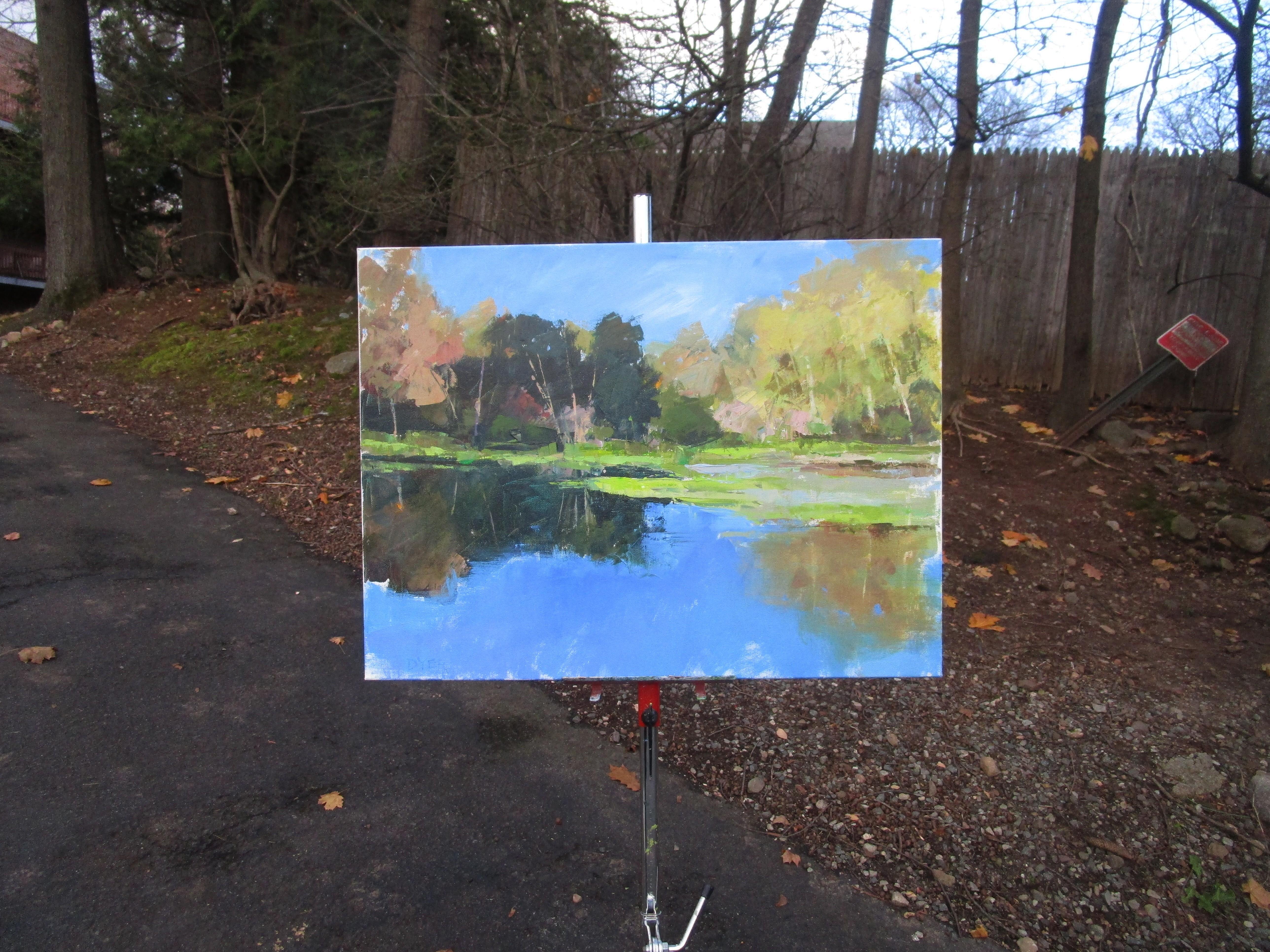 Der See, sonniger Tag, Originalgemälde (Impressionismus), Painting, von Janet Dyer