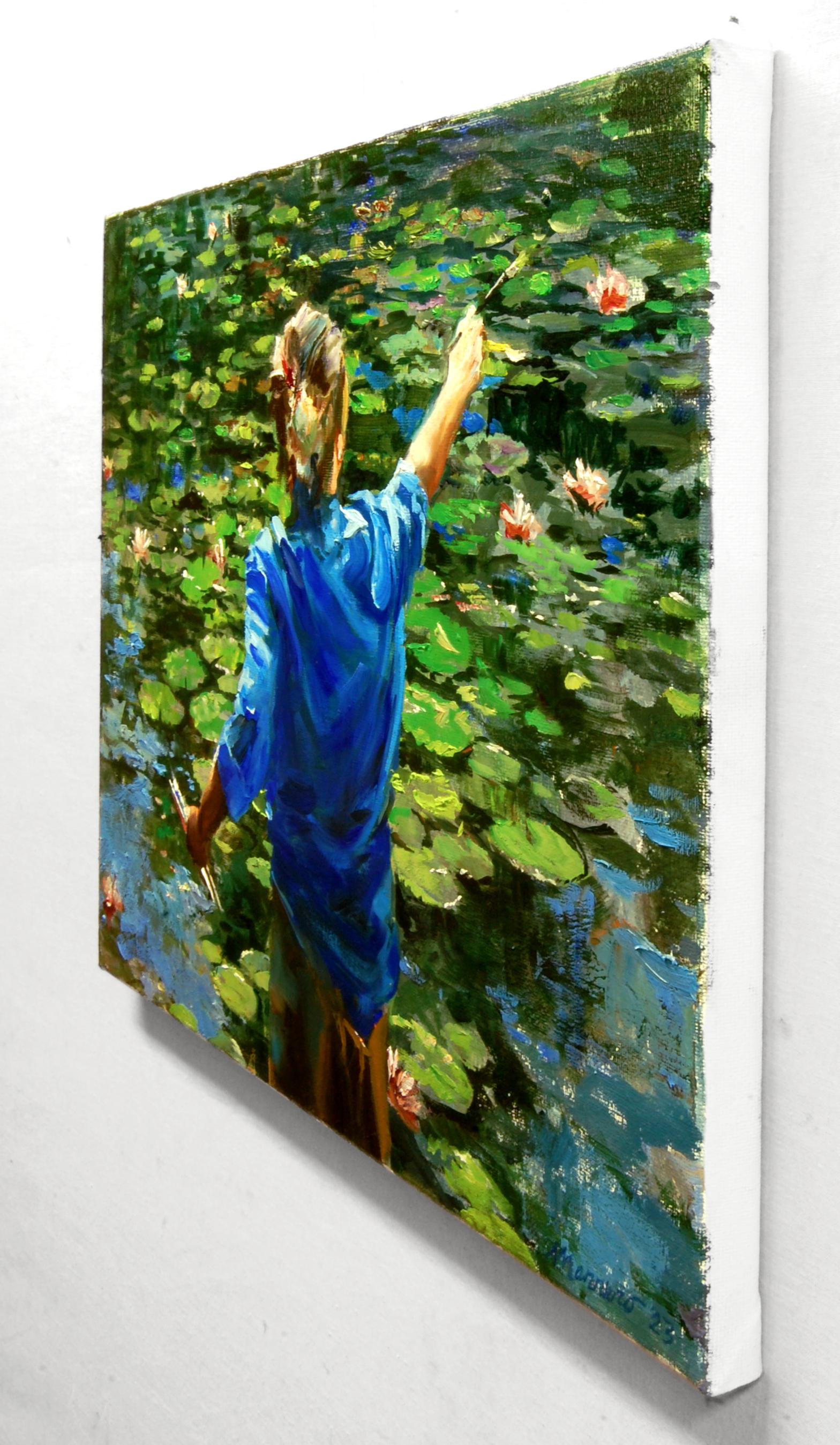 <p>Artist Comments<br>Artist Onelio Marrero enjoys observing other artists at work. This piece portrays a fellow painter working on a water lily as she nears completion. Vivid colors and loose brushwork bring the scene to life, showing Onelio's