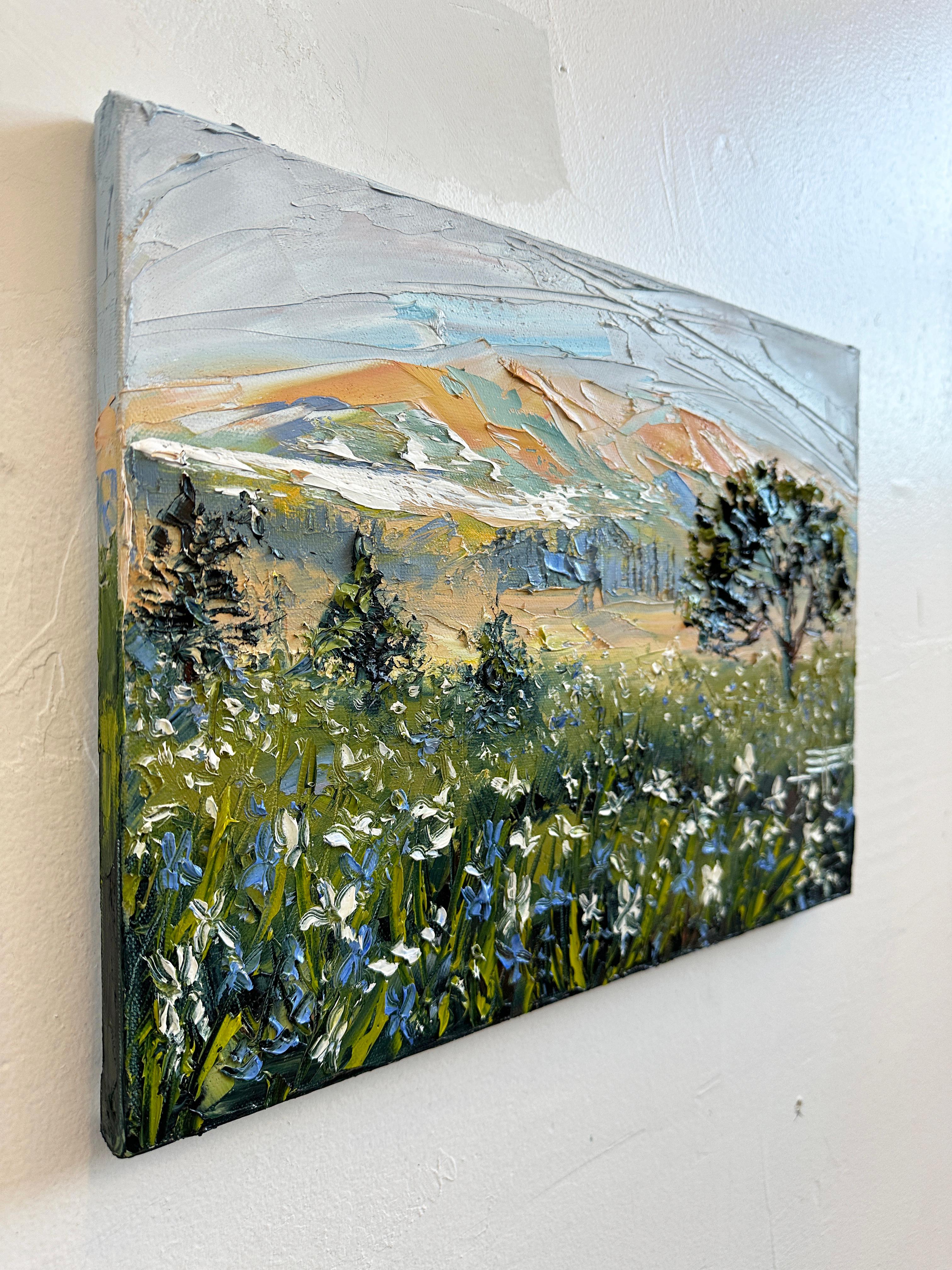 Peinture à l'huile Iris Bloom - Painting de Lisa Elley