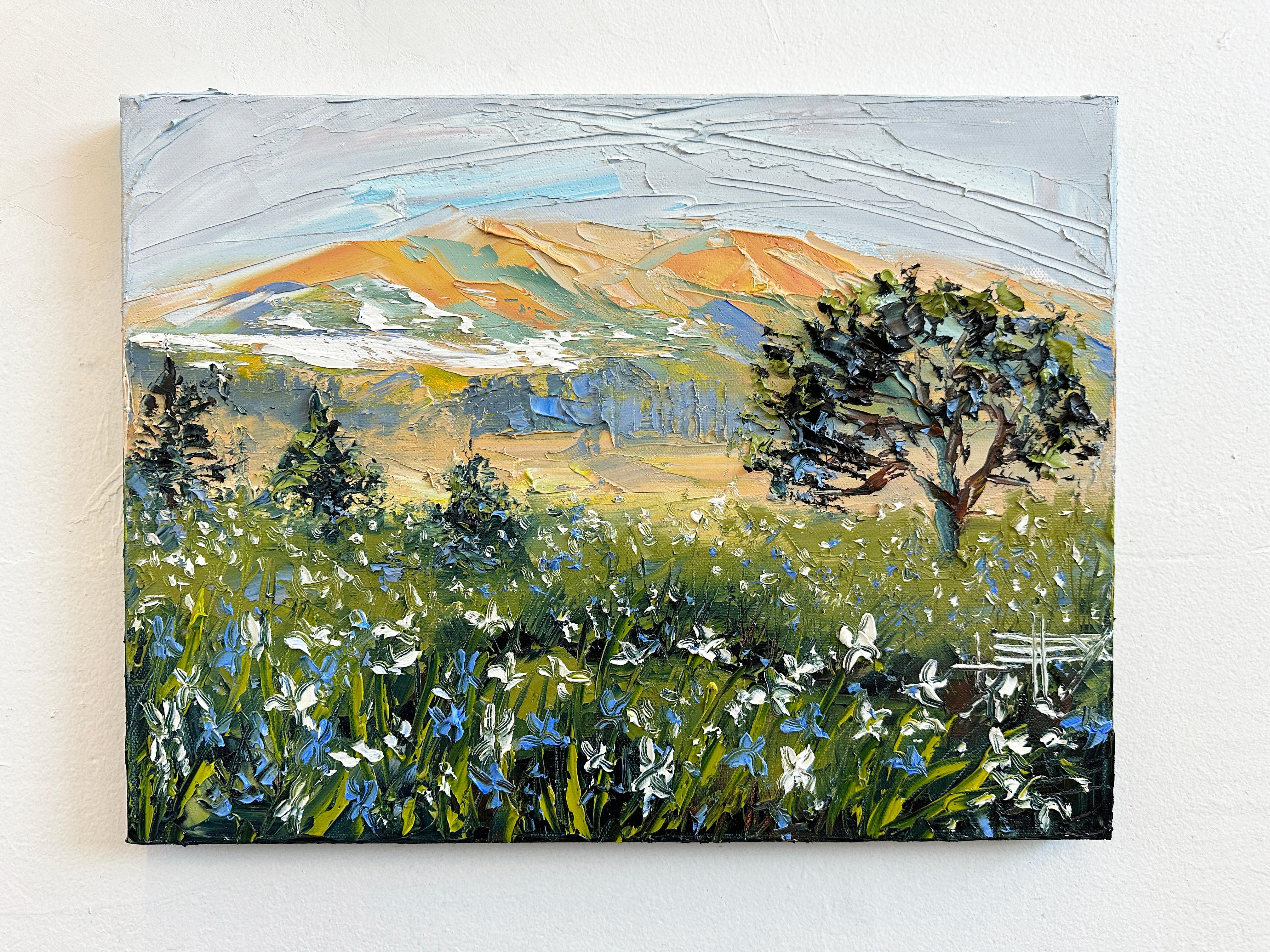 Peinture à l'huile Iris Bloom - Impressionnisme Painting par Lisa Elley