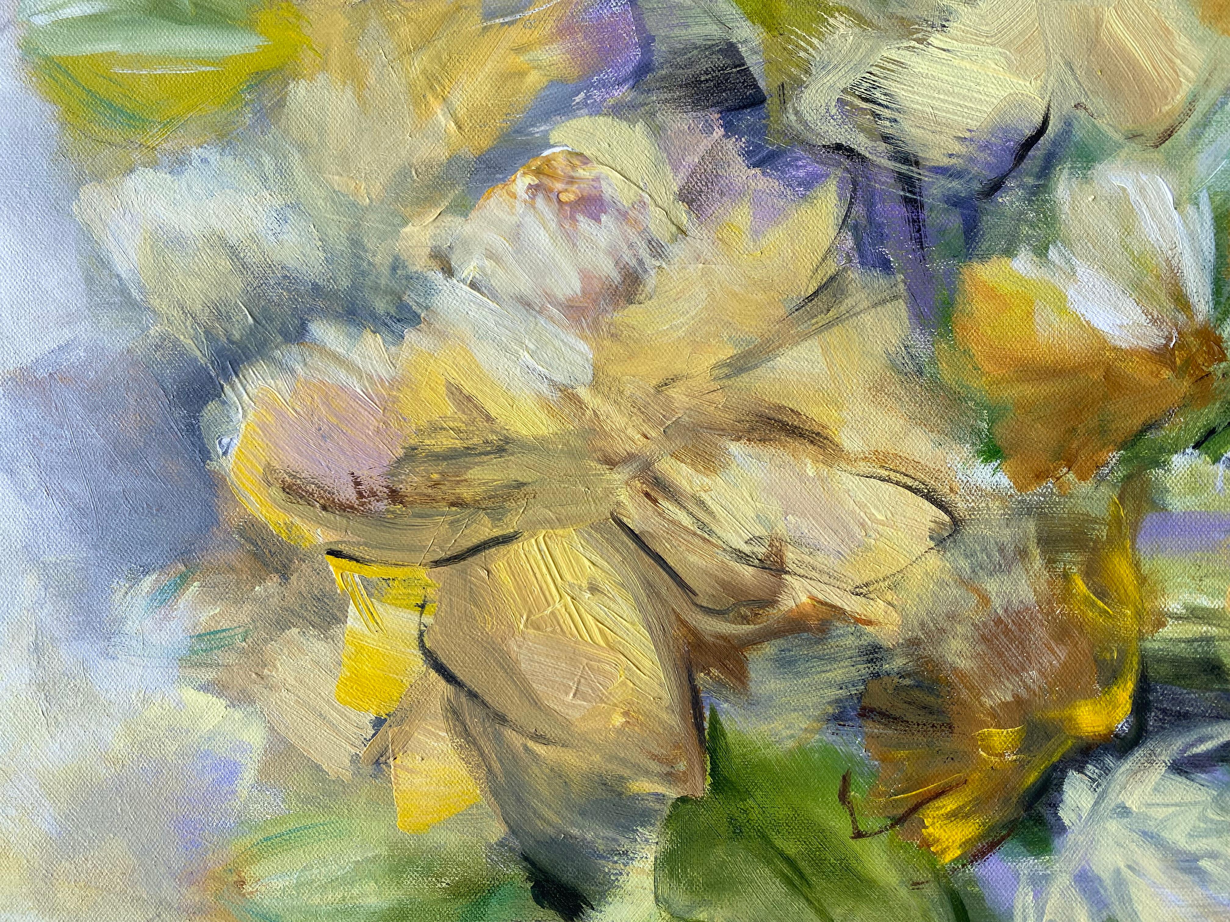 Yellow Bouquet in Vase, Original Painting For Sale 1