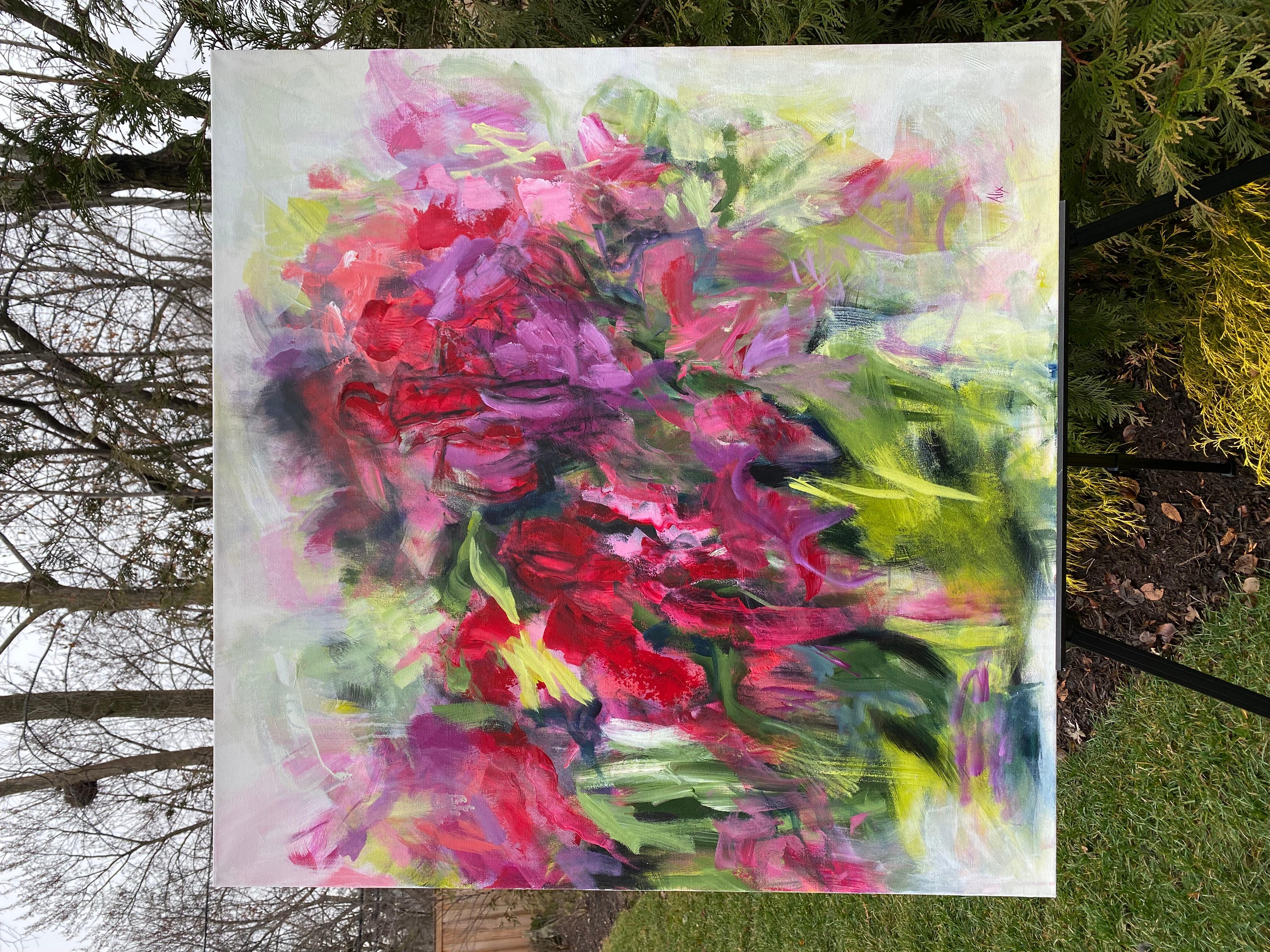Red Bouquet, Abstract Painting For Sale 1