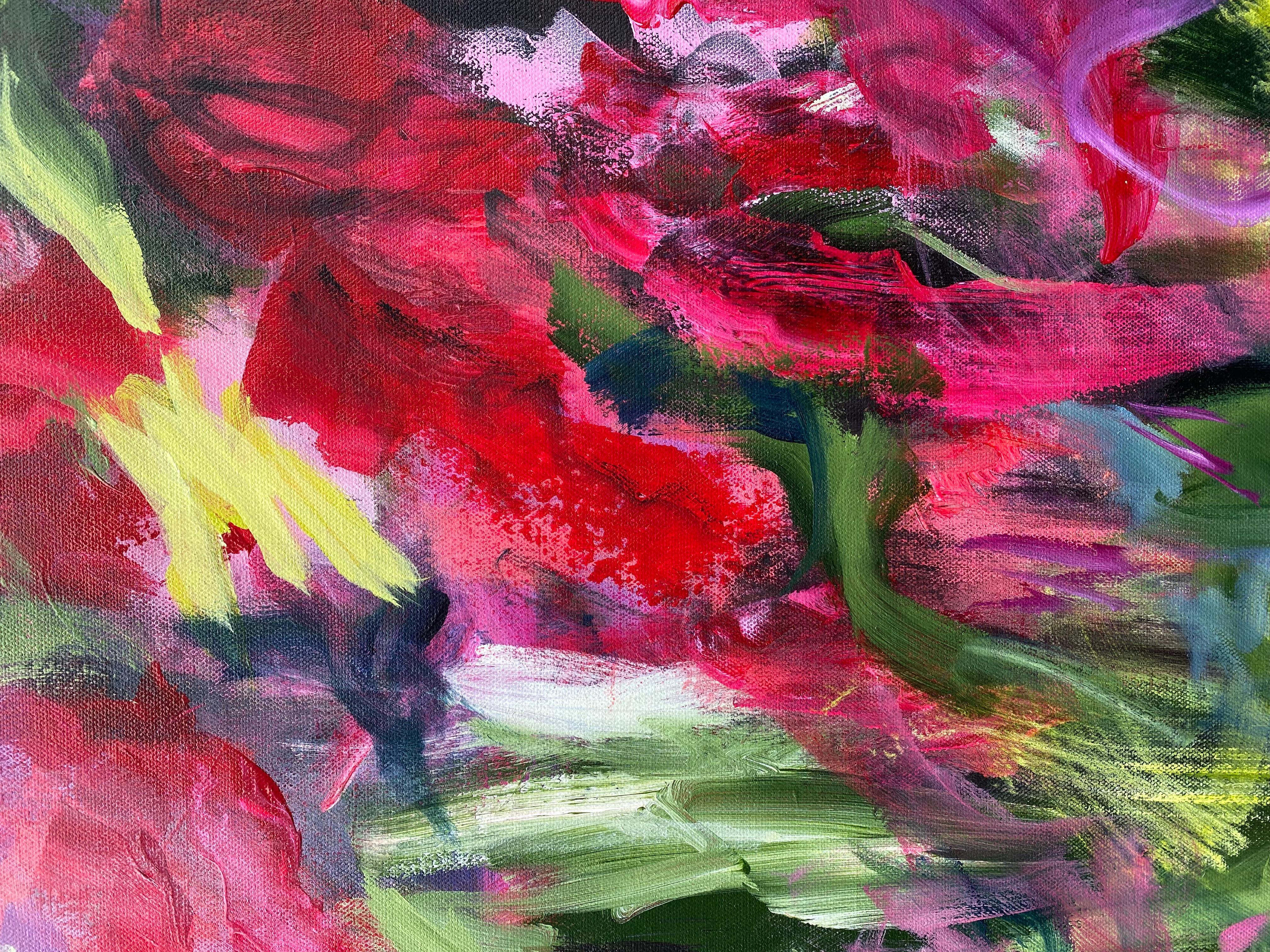 Red Bouquet, Abstract Painting For Sale 2