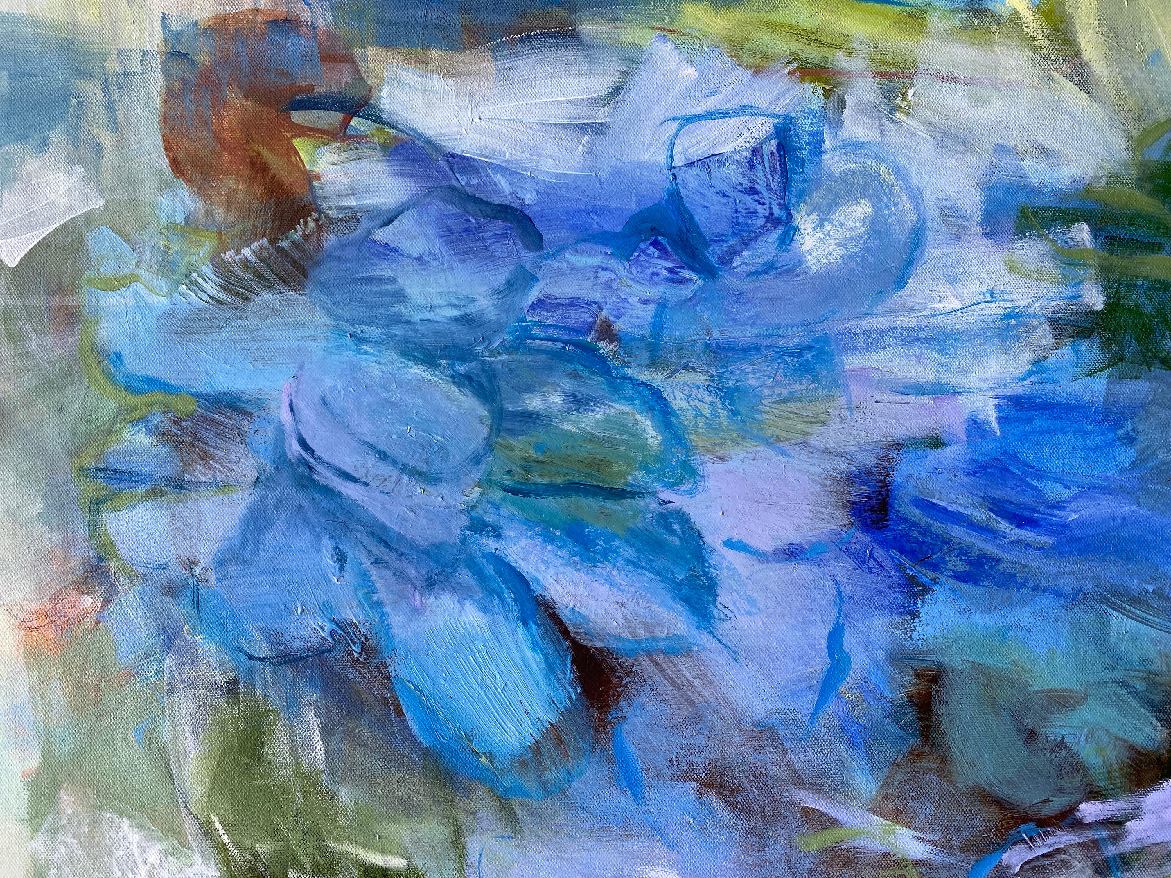 Blue Hydrangea Echos, Abstract Painting For Sale 2