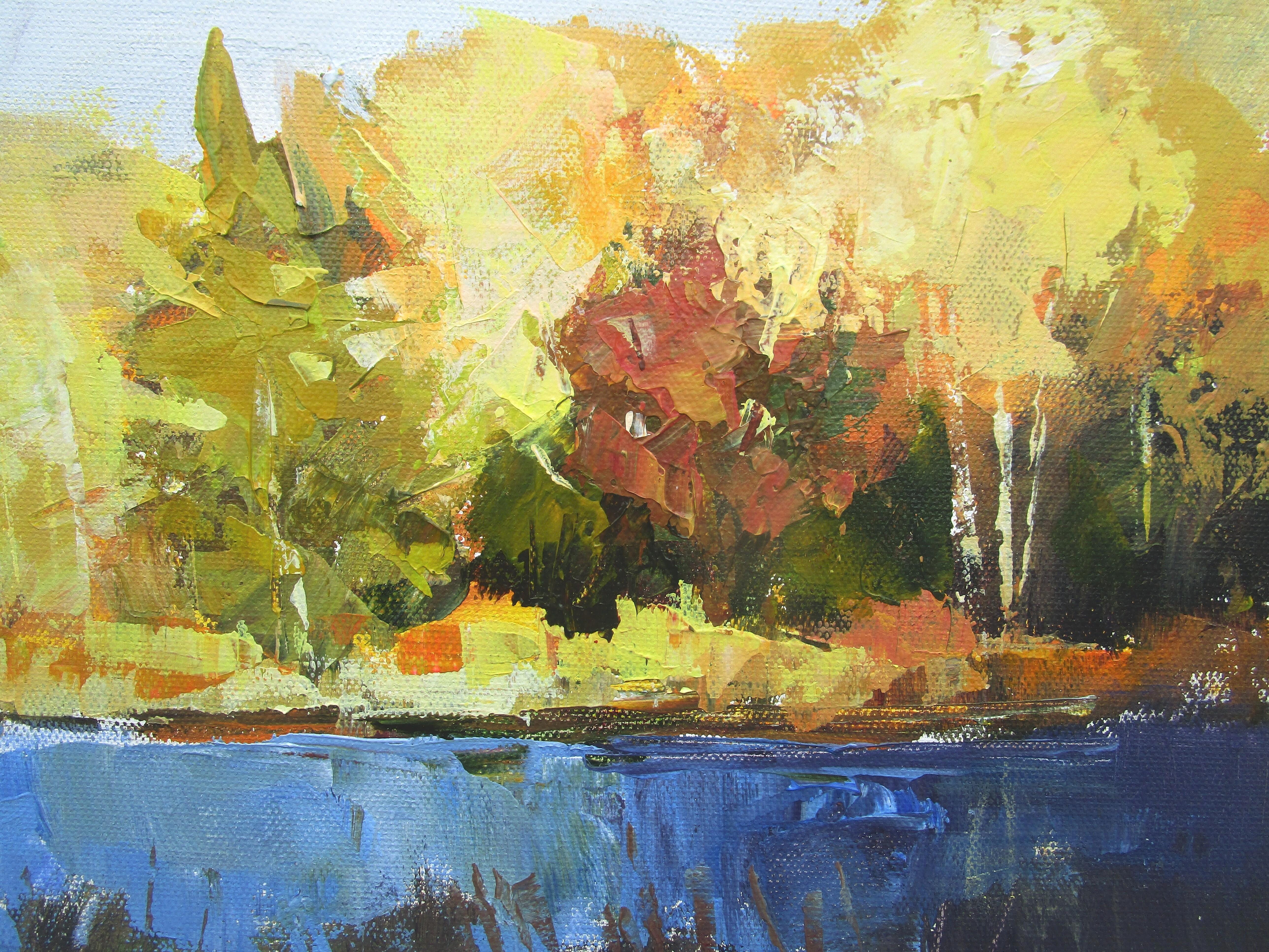 Nature Preserve Pond, Autumn, Original Painting For Sale 2