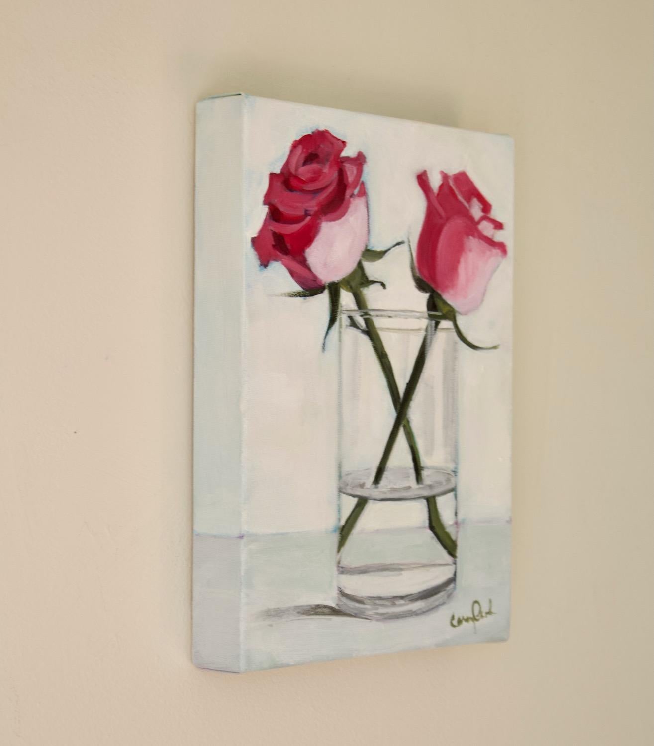 Two Roses, Original Painting - Impressionist Art by Carey Parks