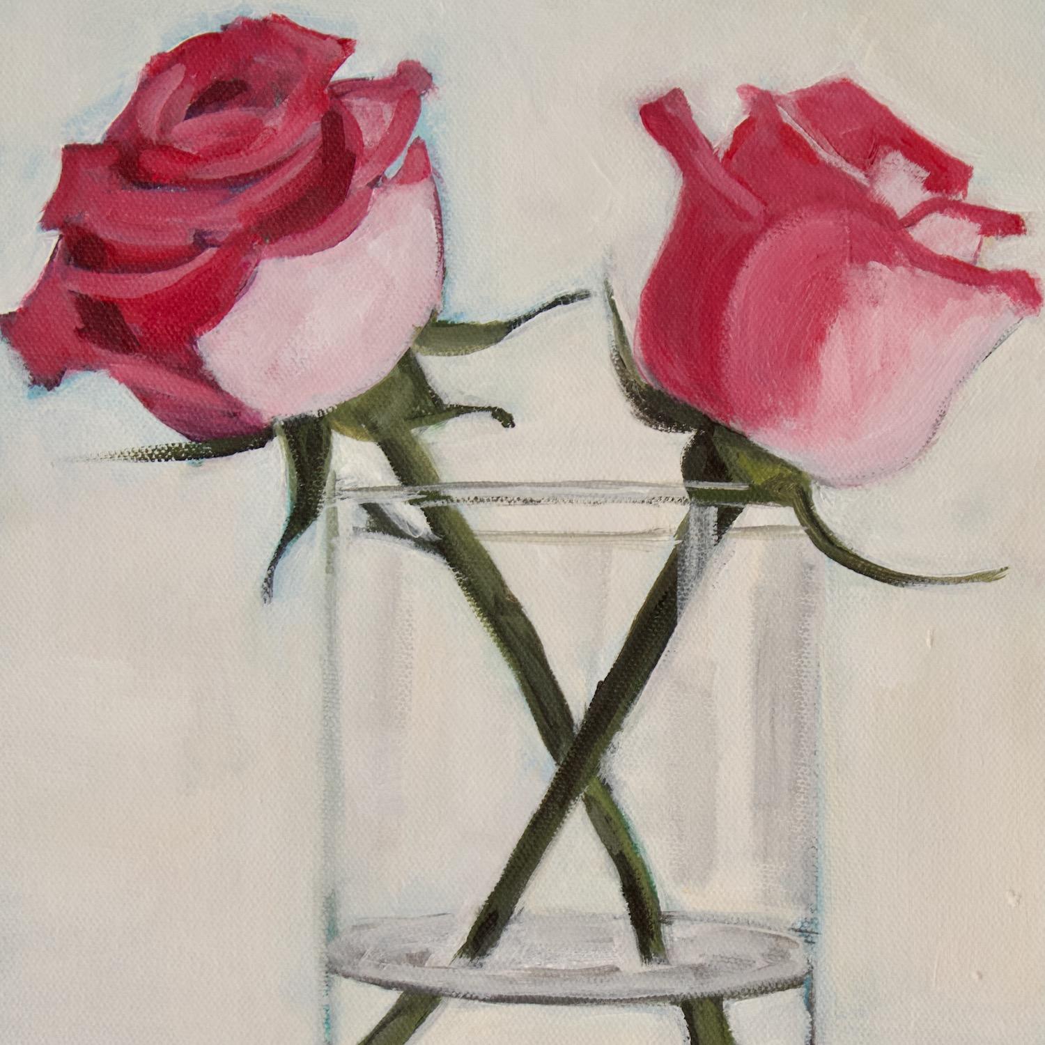 Two Roses, Original Painting For Sale 1